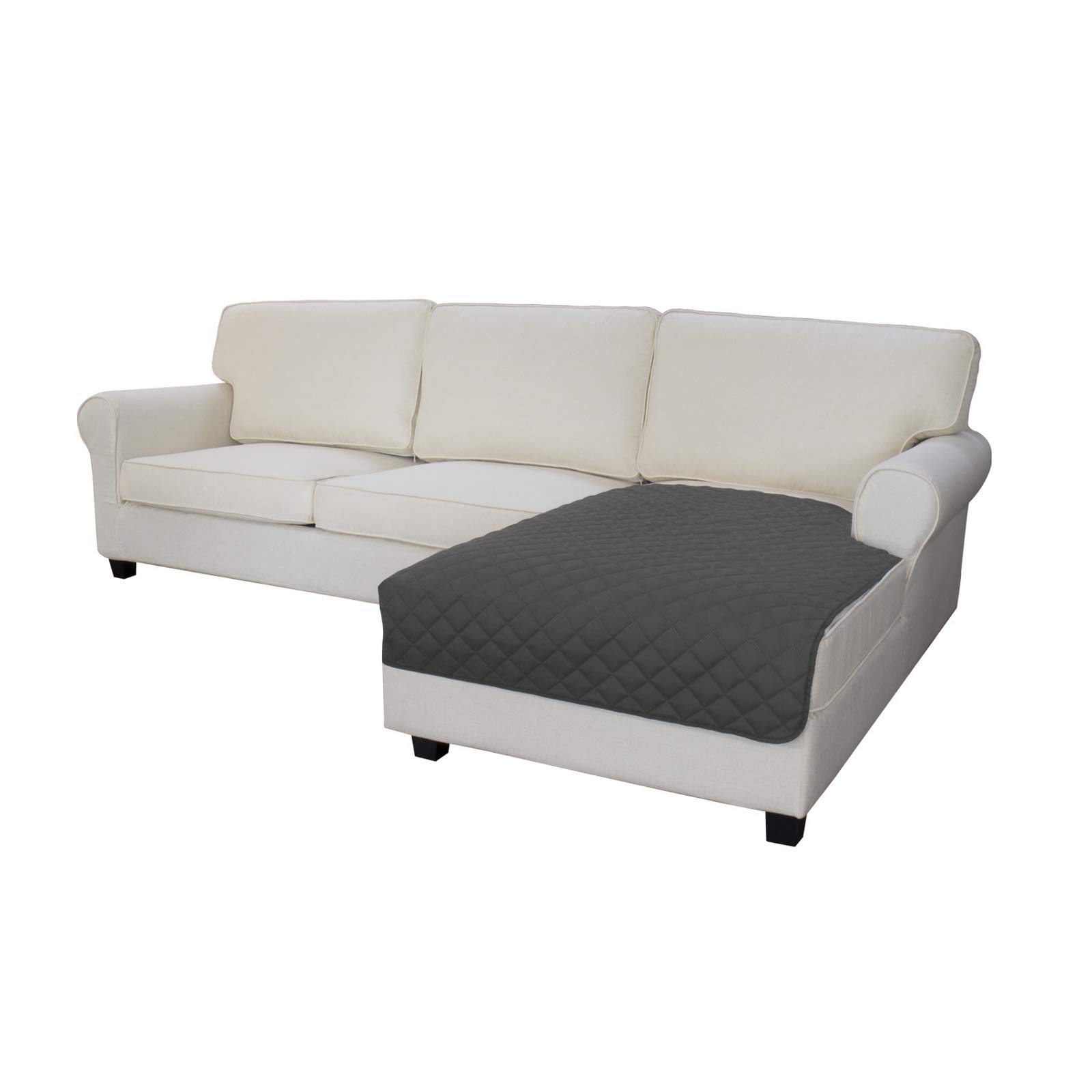 Reversible L-Shaped Sectional Sofa Slipcover 42x68 Inches - Chaise Lounge Cover, Furniture Protector for Pets & Kids (Dark Gray) - Perfect for Living Room, Family Room & Pet-Friendly Homes