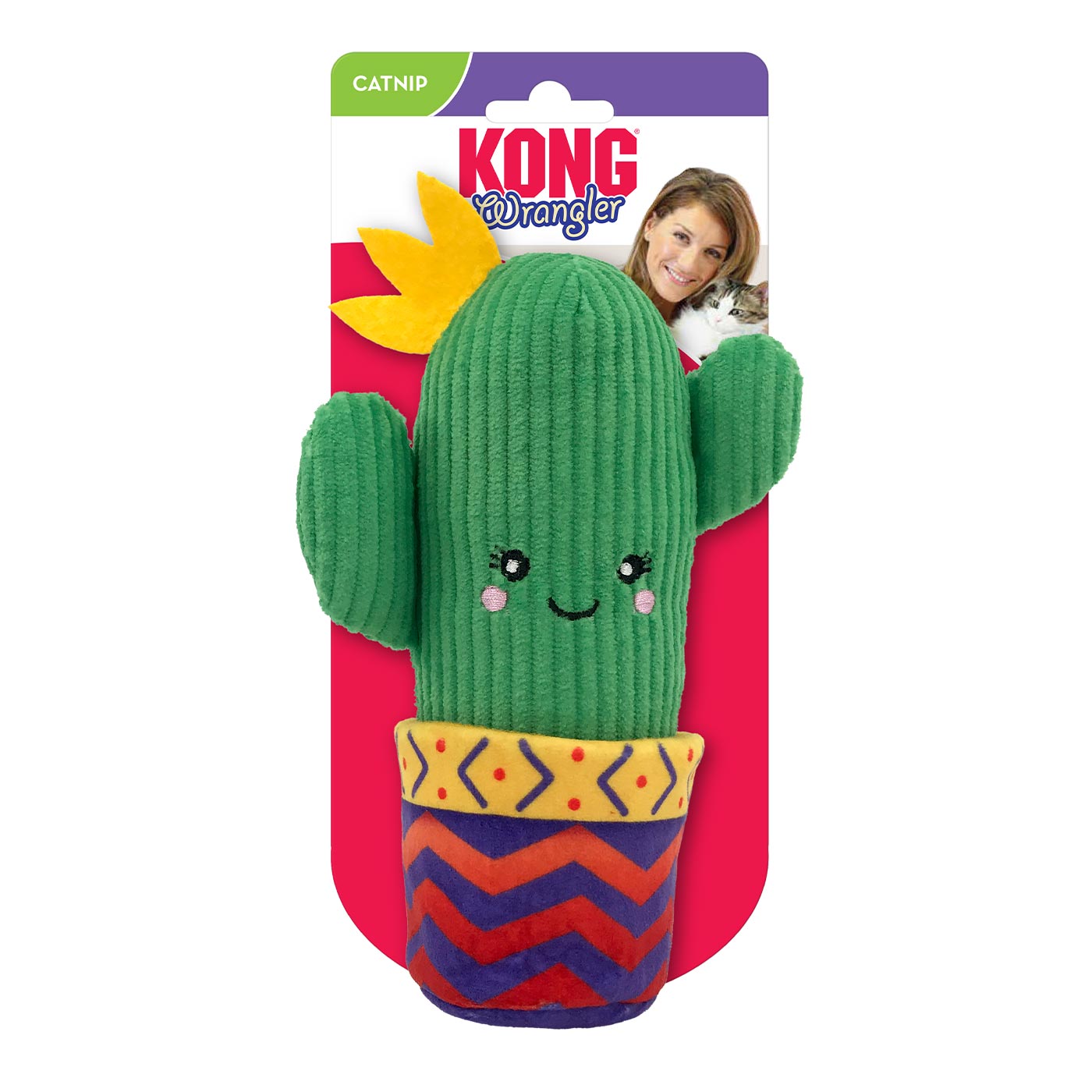 KONG Cat Wrangler Cactus Cat Toy - Durable Chew Toy for Kittens & Adult Cats - Fun Interactive Play for Indoor Cats - Perfect for Teething, Boredom Relief & Playtime
