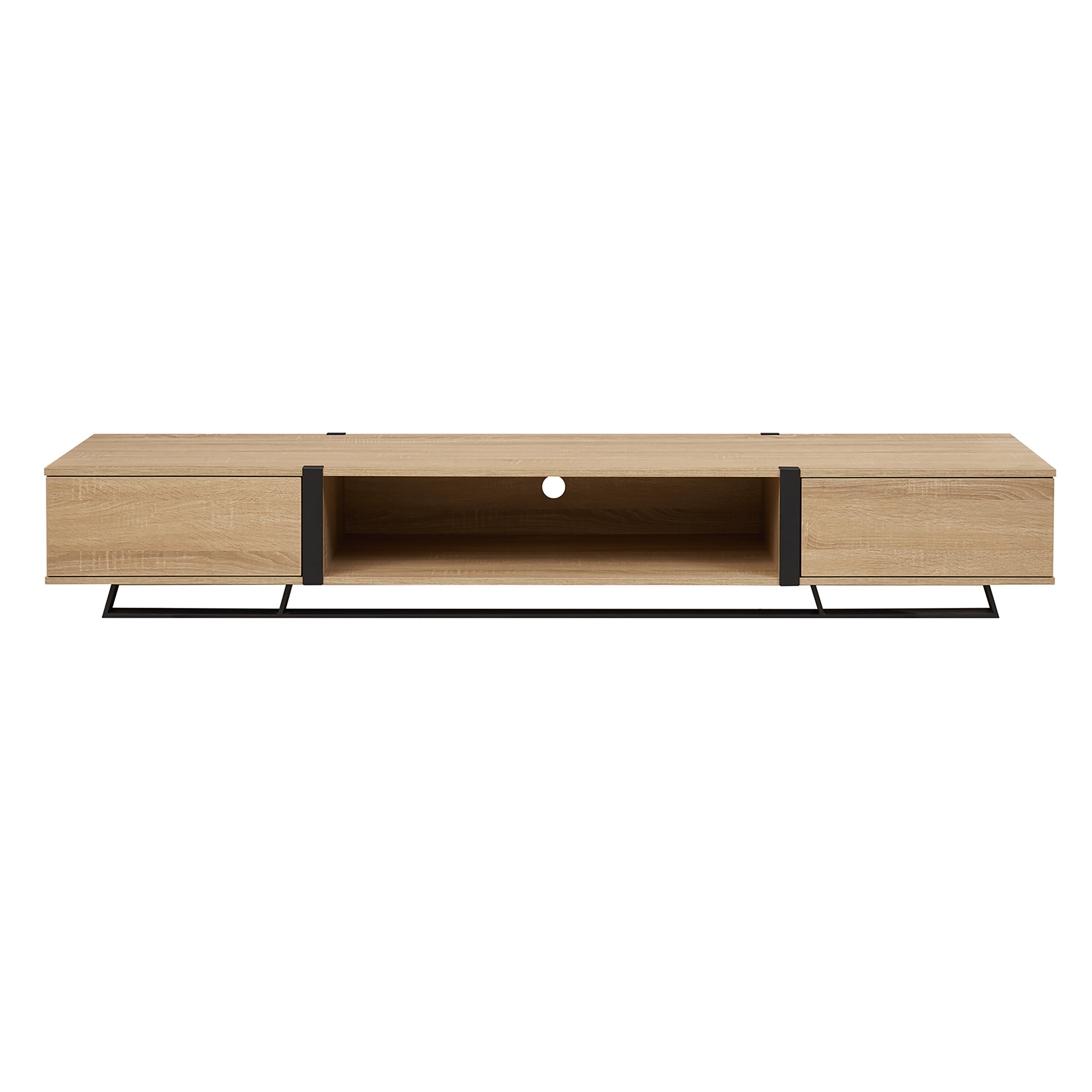 Modern Capri TV Stand 2000mm - Low Profile Entertainment Center with Oak & Black Finish by Criterion - Perfect for Living Room, Home Theater & Media Storage
