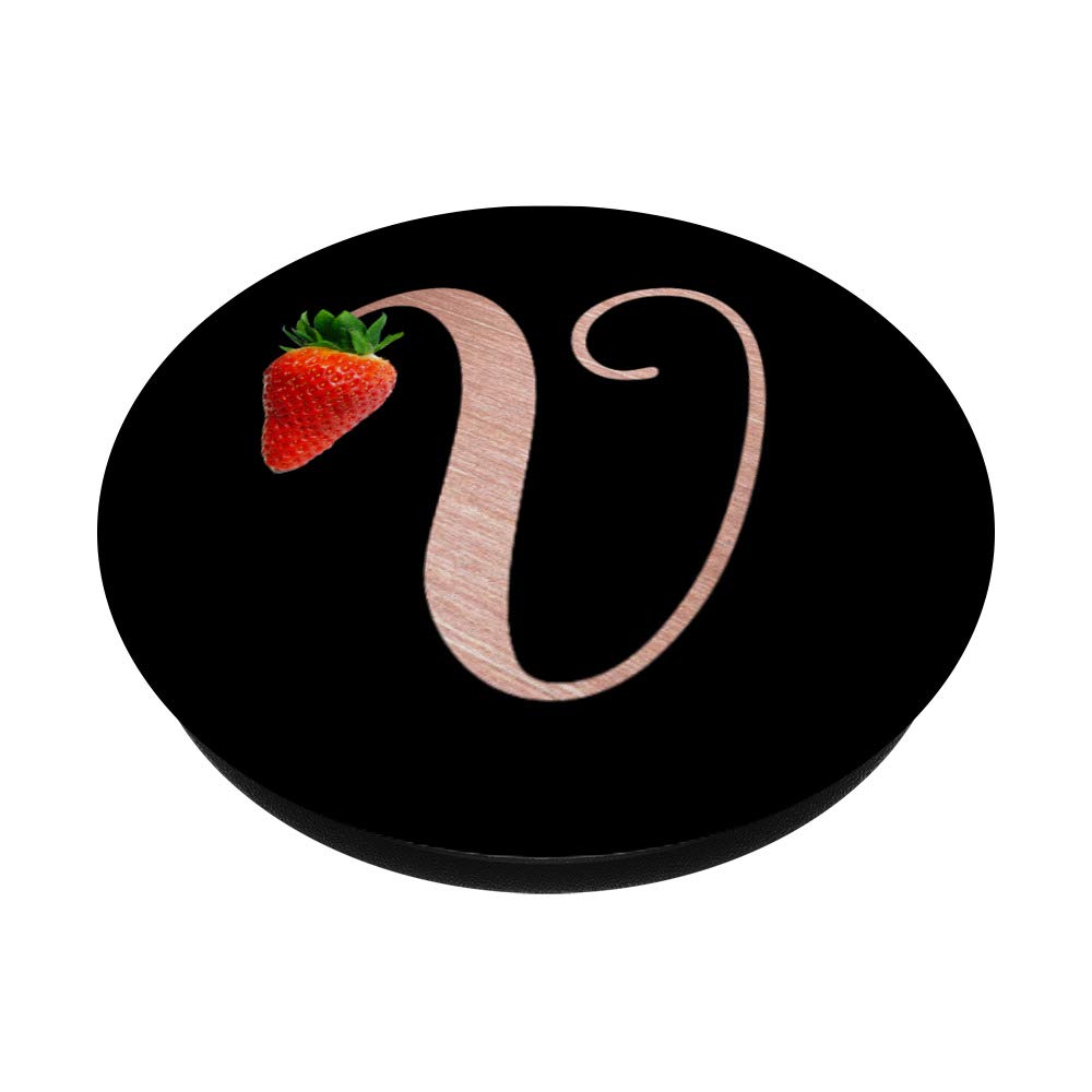 Rose Pink & Red Strawberry Monogram Letter V - Personalized Initial V for DIY Crafts, Home Decor, and Gifts
