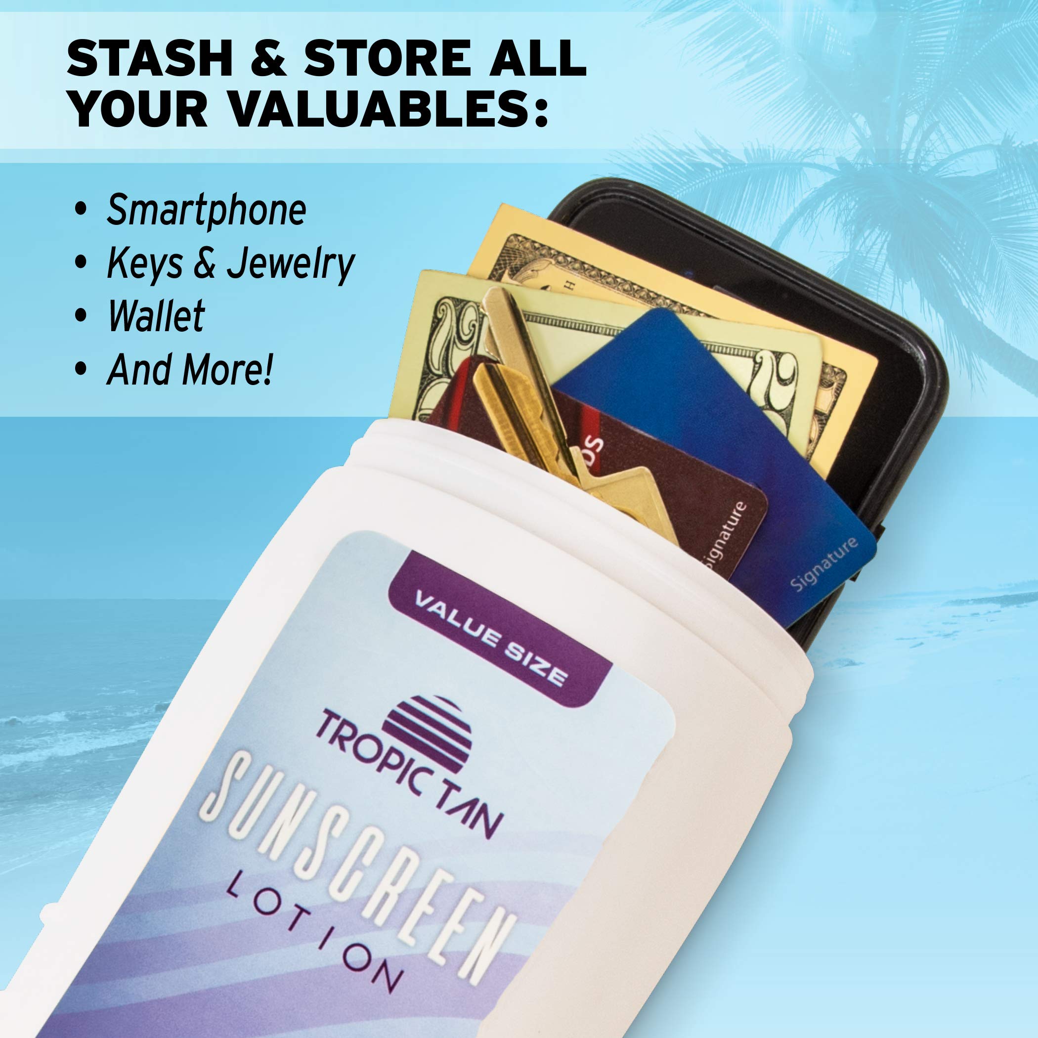 GoPong Sunscreen Diversion Safe Bottles 2 Pack - Waterproof Hidden Storage for Cash, Jewelry & Valuables - Perfect for Beach, Travel & Outdoor Adventures