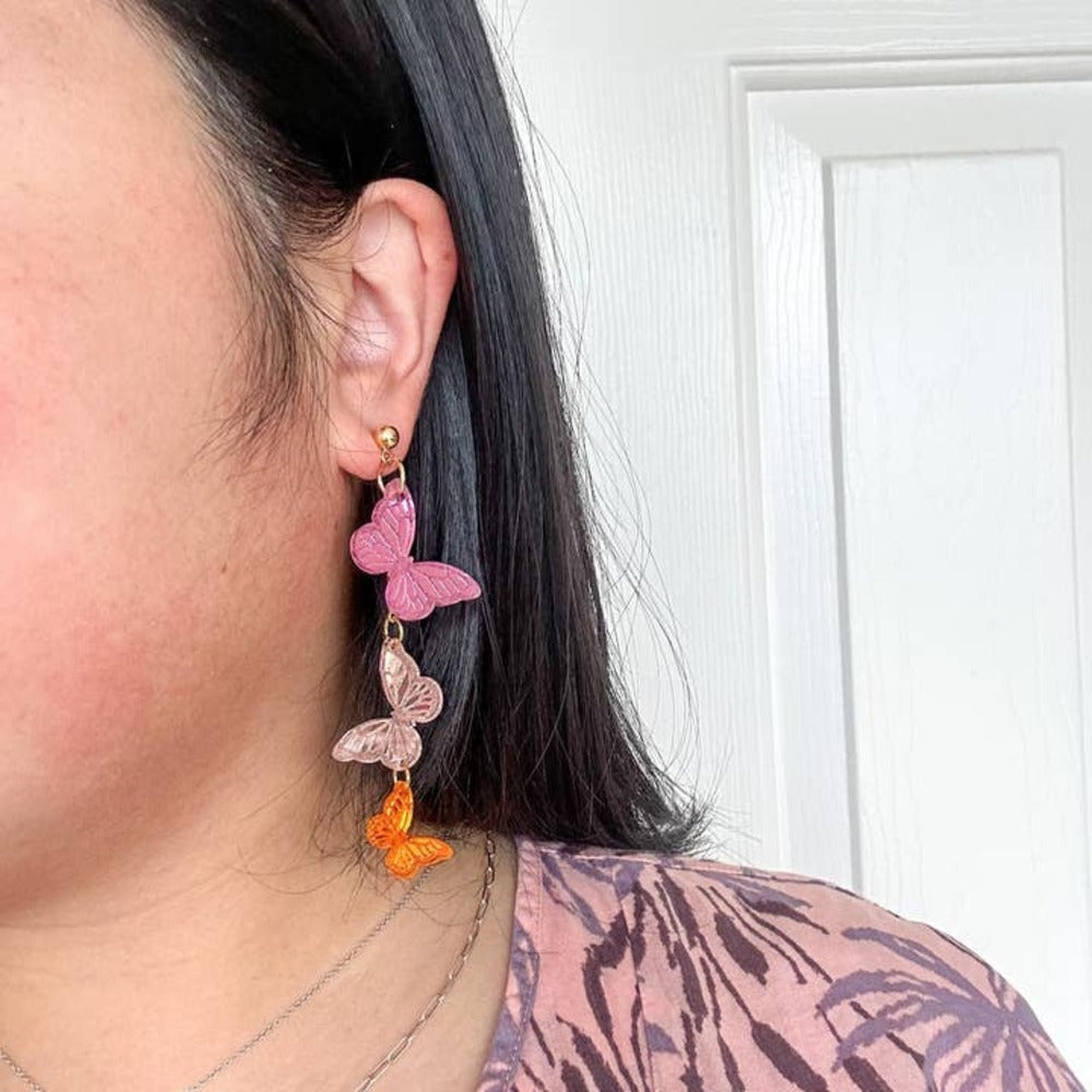 Colorful Butterfly Acrylic Earrings for Women - Fashion Candy Kaleidoscope Dangle Earrings - Perfect for Parties, Weddings & Everyday Wear