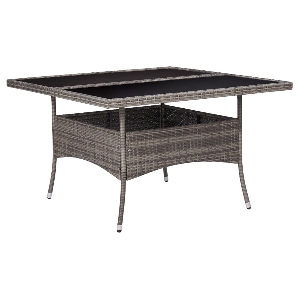 CHARMMA Gray Poly Rattan & Glass Patio Dining Table - 26.2KG - Outdoor Furniture for Garden, Balcony & Backyard Dining