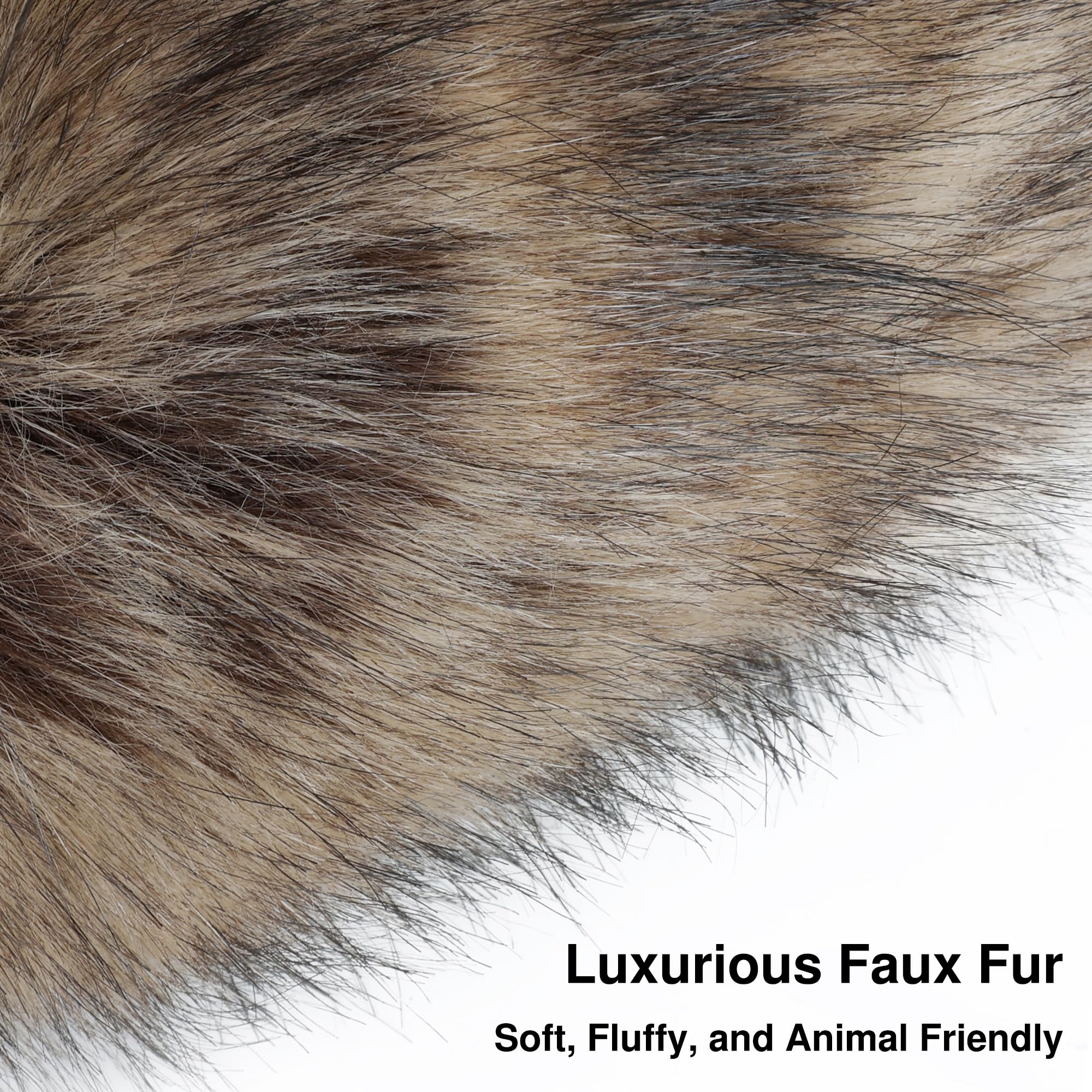 Women's Winter Fluffy Faux Fur Headband - Soft Ear Warmer Head Wrap for Cold Weather - Natural Color Headband for Outdoor Activities, Skiing & Snowboarding