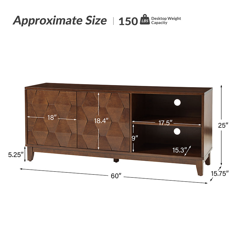 Samuel Open Storage Shelf TV Stand with Cable Management Holes - Modern Entertainment Center for Living Room, Bedroom & Home Office Organization