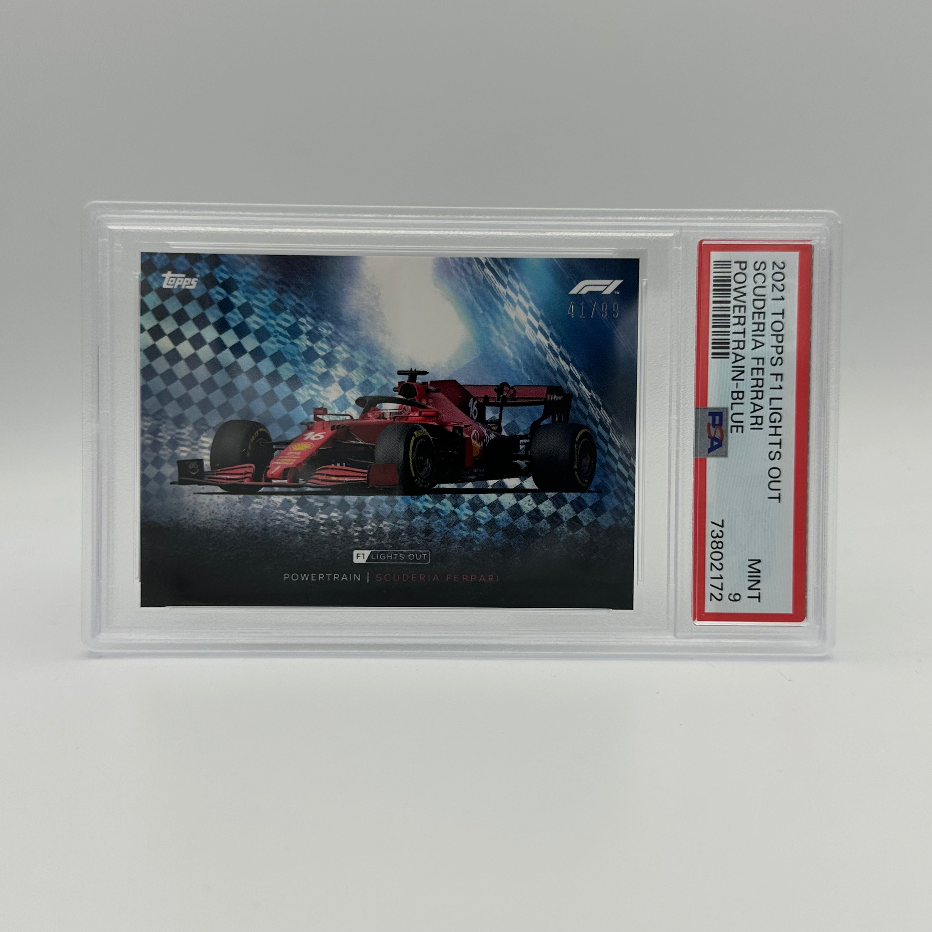 PSA 9 Graded 41/99 Scuderia Ferrari Powertrain Blue - Rare Collectible for Racing Fans & Display in Home or Office