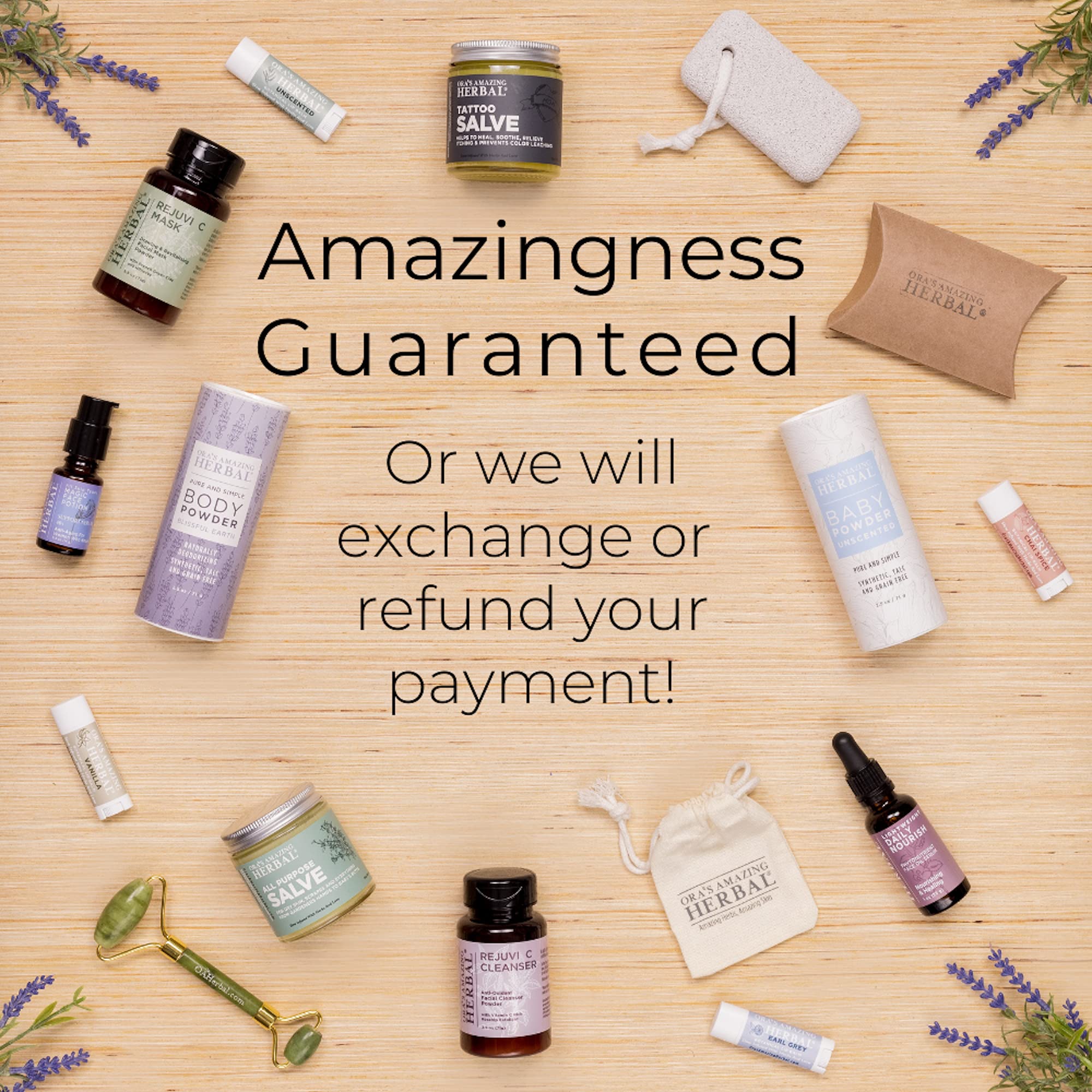 Ora's Amazing Herbal Natural Body Powder & Oil Set - Talc-Free, Corn-Free, Grain-Free, Gluten-Free Dusting Powder (2.5 oz) with Travel-Size Clean Scent Body Oil (2 oz) | Perfect for Travel, Post-Shower Moisturizing & Sensitive Skin Care