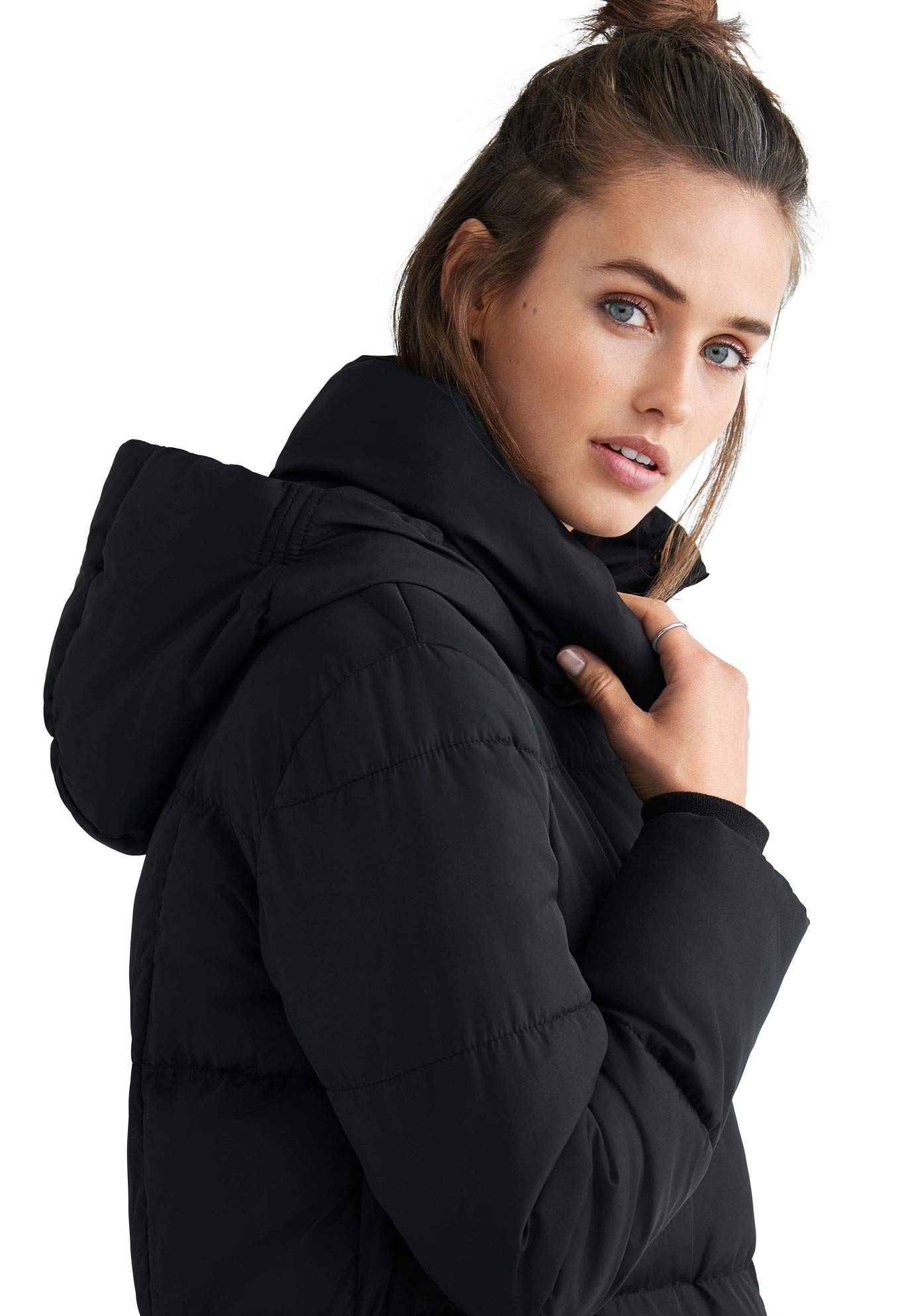 Ellos Women's Plus Size Faux Fur Trim Puffer Jacket - Winter Warm Coats for Cold Weather, Fashionable Outerwear for Casual & Outdoor Activities
