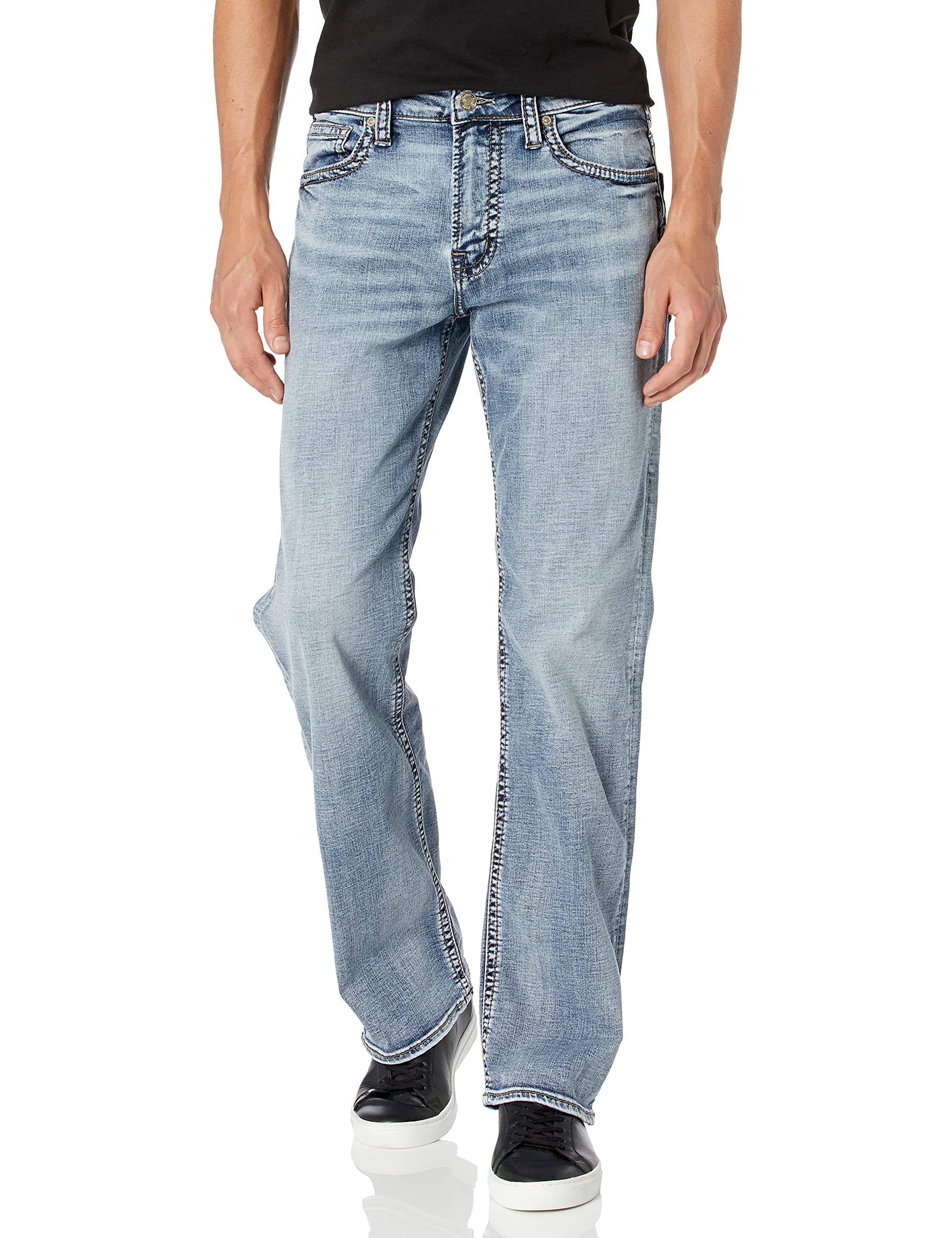 **Silver Jeans Co. Men's Gordie Loose Fit Straight Leg Denim Jeans - Comfortable Casual & Work Pants (Blue, 32x34) | Perfect for Everyday Wear, Outdoor Adventures, Weekend Relaxation & Office Casual Style**