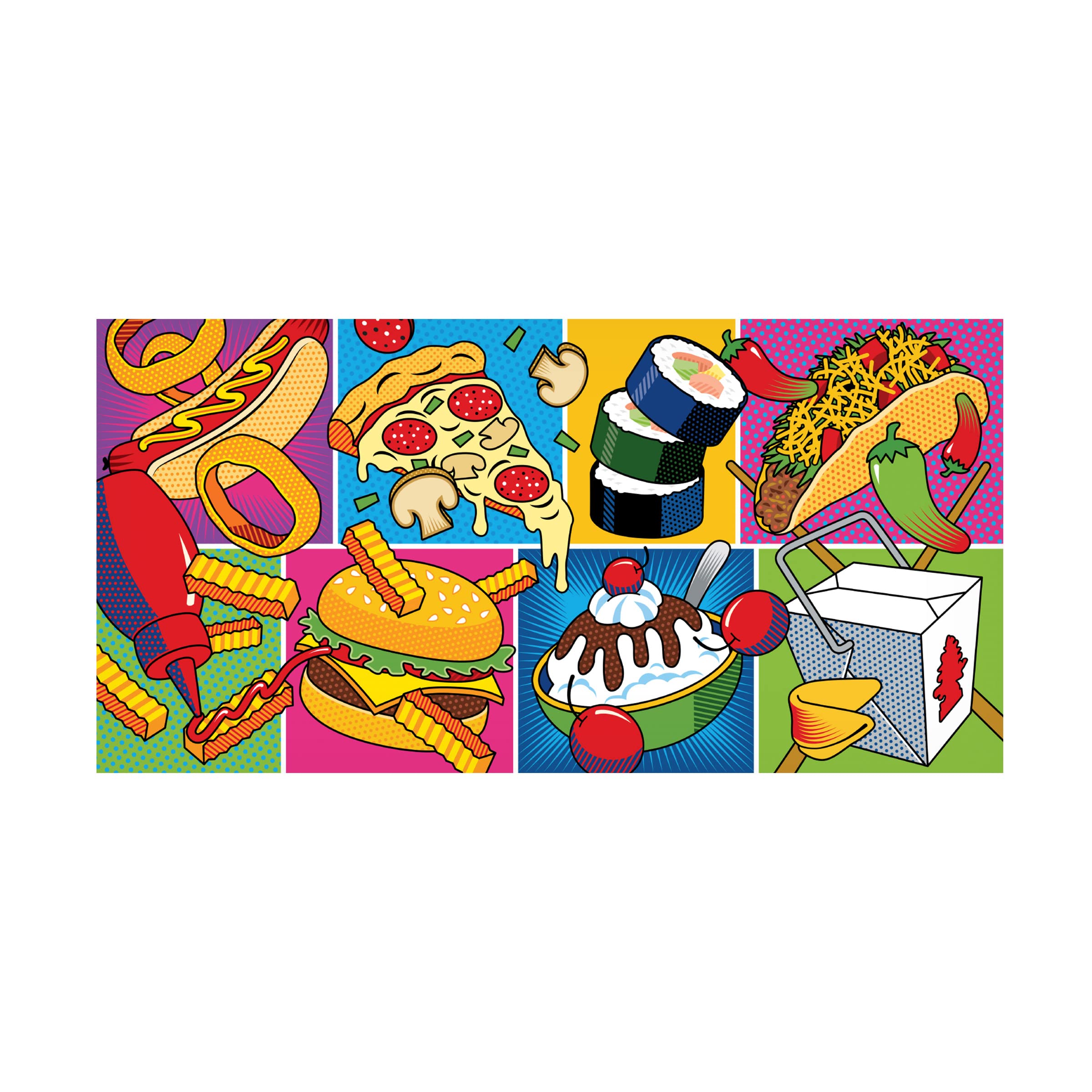 Trademark Fine Art 'Takeout Food Montage' Canvas Wall Art by Ron Magnes - Perfect for Kitchen Decor, Dining Room Art & Food Lover Gifts