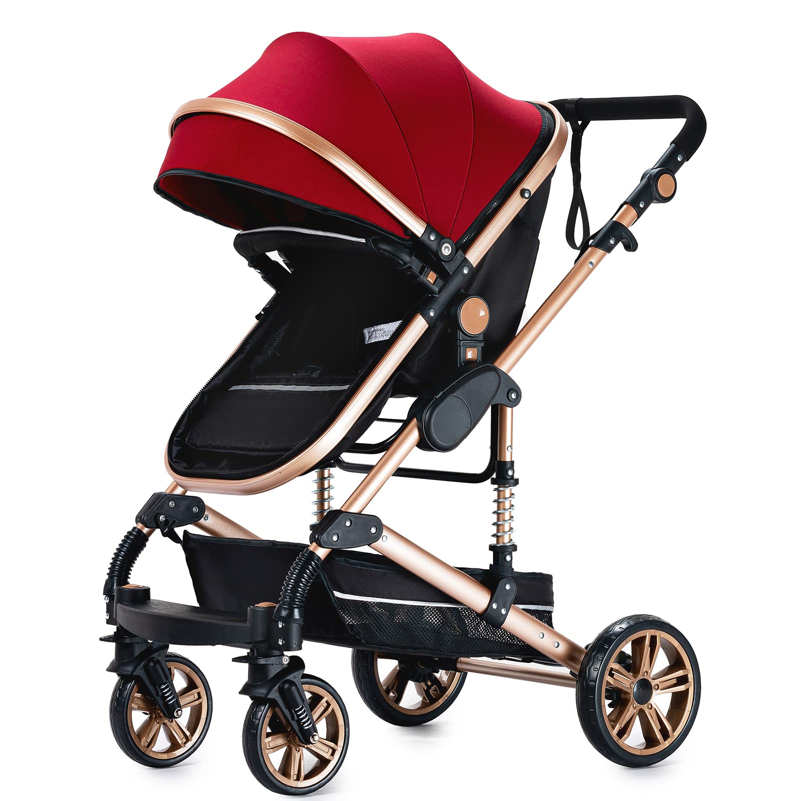 2 in 1 Convertible Baby Stroller with Bassinet - Reversible Infant Pushchair & Toddler Pram | Portable, Foldable & Lightweight for Newborns | Perfect for Travel, Shopping & Outdoor Walks (739 Red)