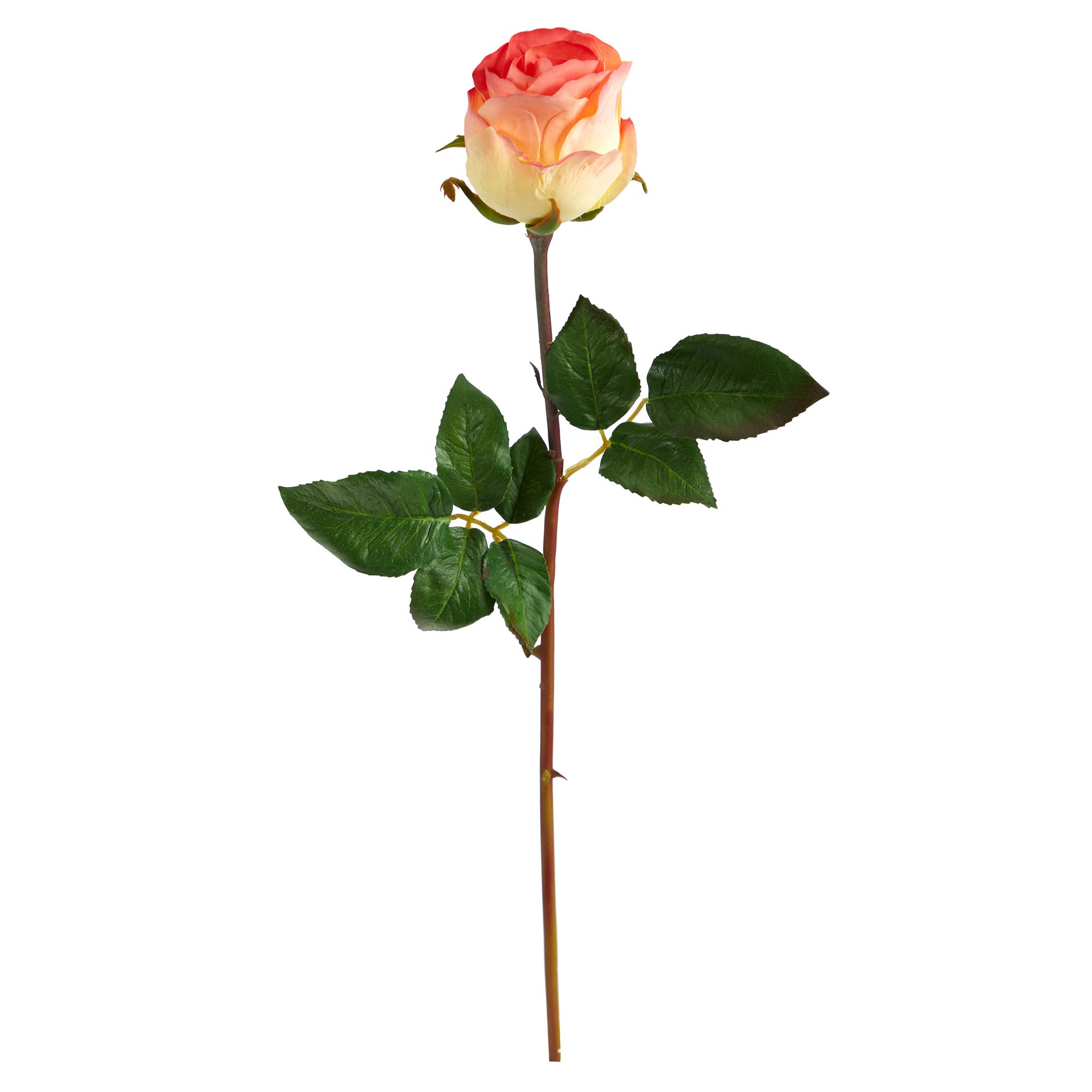 Nearly Natural 21-Inch Rose Bud Artificial Flowers (Set of 6) - Realistic Fake Roses for Home Decor, Wedding Centerpieces, Office Desk & Table Arrangements