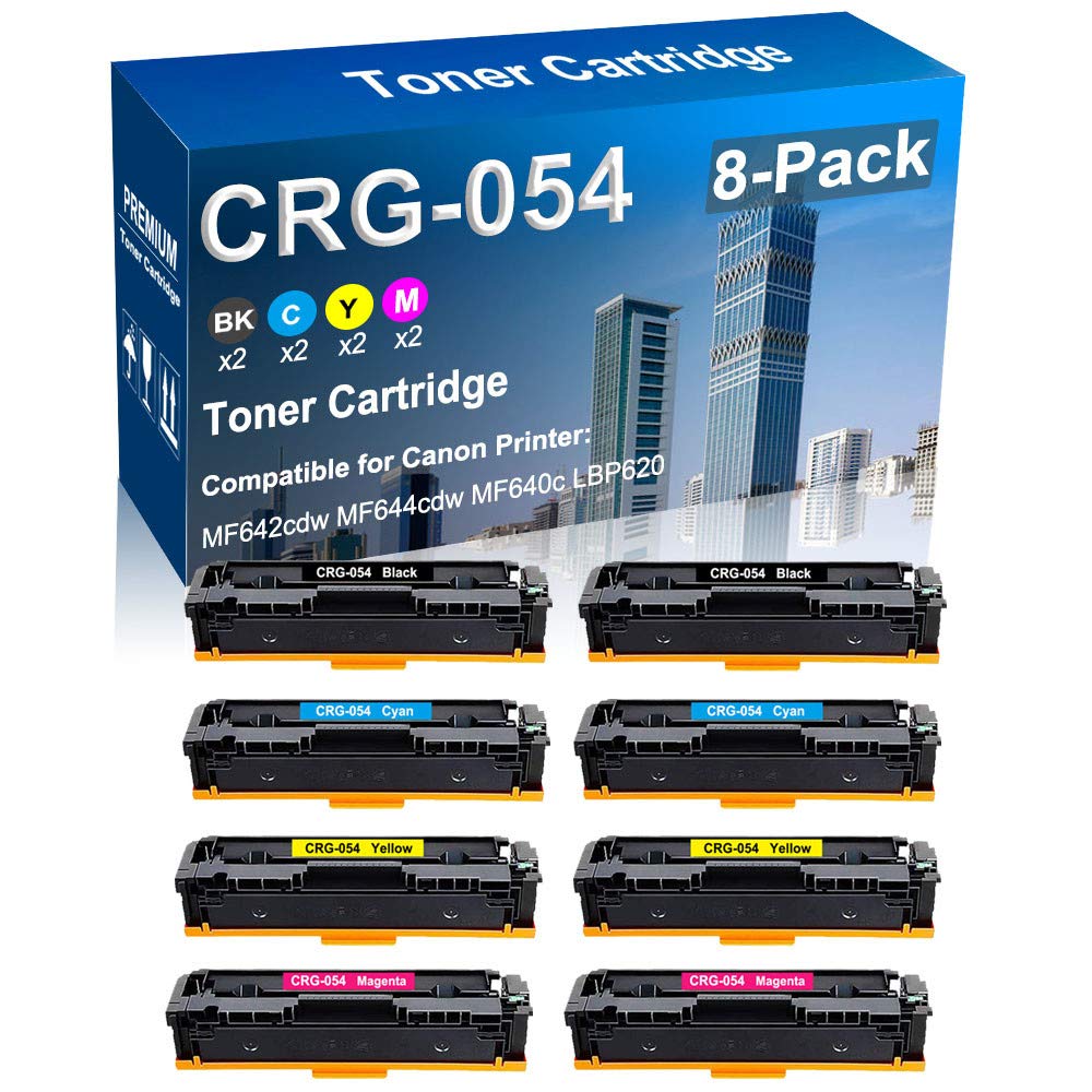 8-Pack (2BK+2C+2Y+2M) High-Yield Compatible Toner Cartridge Replacement for Canon CRG-054 - Works with Canon imageCLASS MF642cdw/MF644cdw/MF640c/LBP620 Printers - Perfect for Office & Home Printing Needs