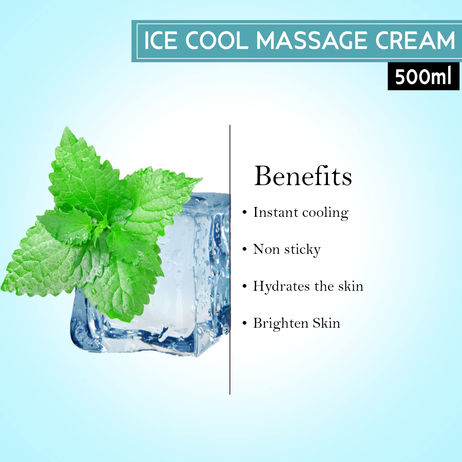Pink Root Ice Cool Massage Cream 500ml - Anti-Acne, Anti-Aging, Pimple Treatment, Skin Softening & Smoothing | Hydrating Facial Cream for Acne-Prone & Sensitive Skin | Perfect for Daily Skincare Routine & Spa Treatments