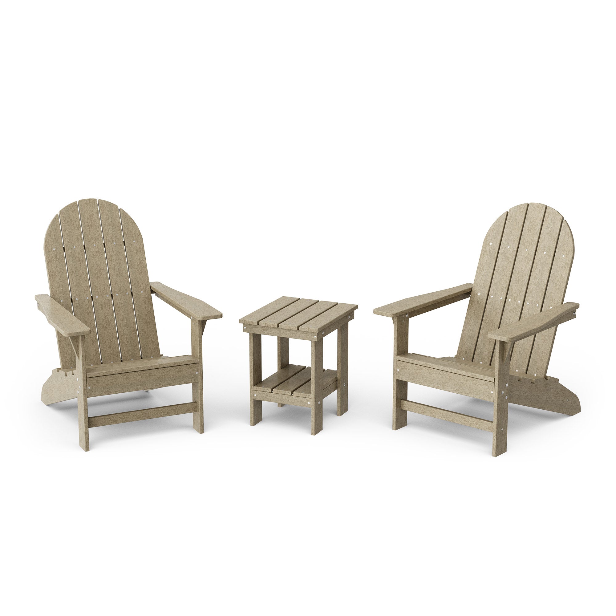 Freedom 3-Piece Traditional Adirondack Chair Set with Side Table - Outdoor Patio Furniture for Garden, Deck, Poolside & Backyard Relaxation