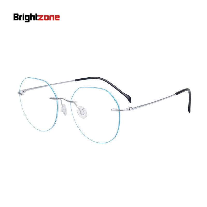 Brightzone Unisex Rimless Flat Top Round Titanium Eyeglasses 71408 - Lightweight & Durable Titanium Frame Glasses for Men & Women - Perfect for Reading, Work & Everyday Use