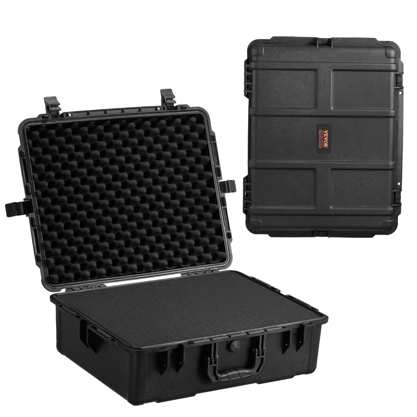 VEVOR IP67 Waterproof Hard Case with Pre-Cut Foam - Heavy Duty Protective Dry Box for Travel, Hunting, Military & Tactical Gear - Retractable Handle Shockproof Storage Case for Cameras (24.41