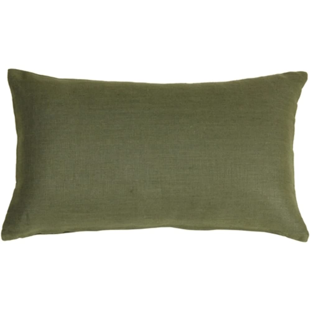 Tuscany Linen Fig Green Throw Pillow 12x19 Inches Rectangular Cushion with Insert - Perfect for Sofa, Bed & Home Decor