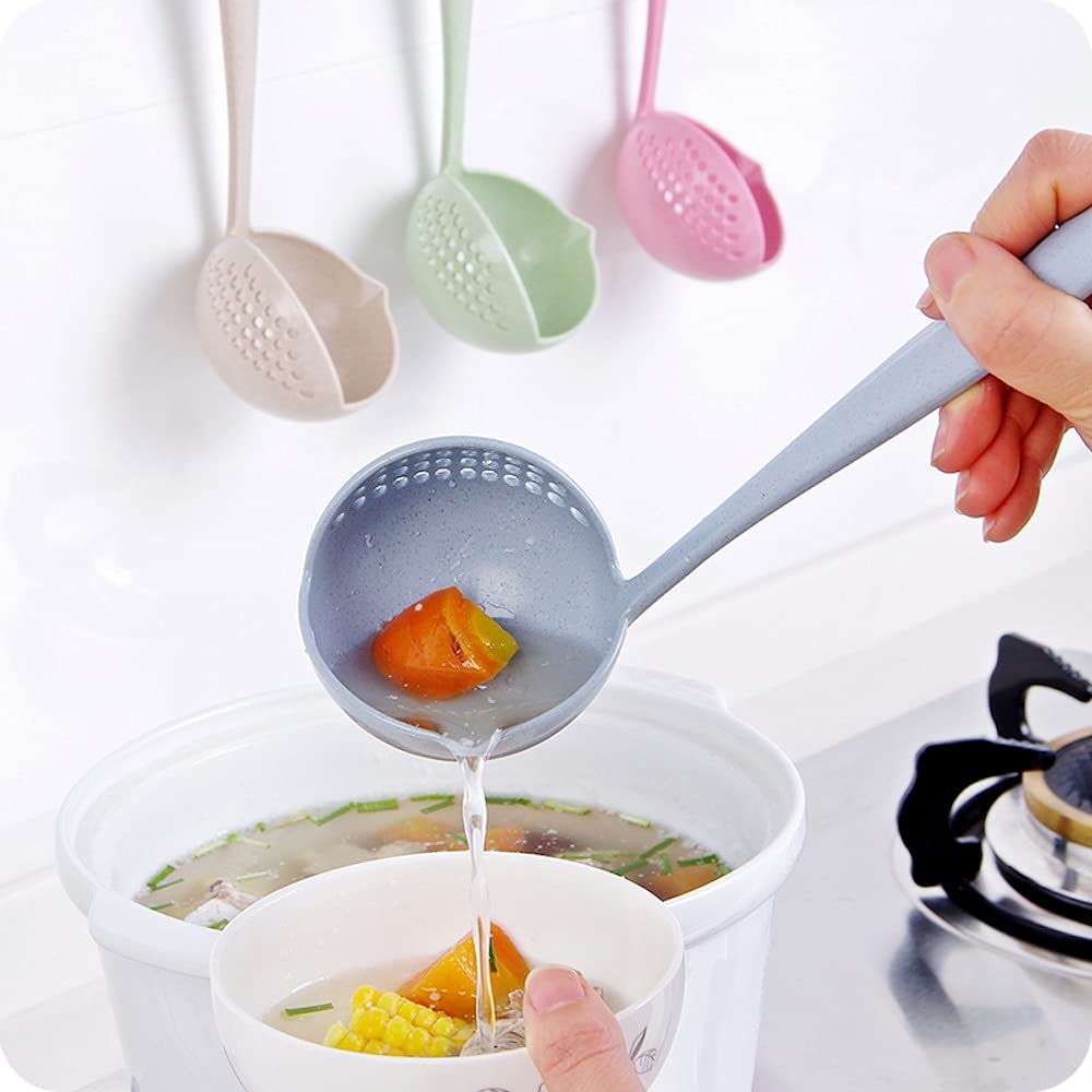 2 in 1 Creative Long Handle Soup Spoon with Filter - Lovely Porridge & Sauce Spoon - Durable Kitchen Dinnerware for Cooking, Serving & Eating - Perfect for Soups, Stews, Cereals & Baby Food