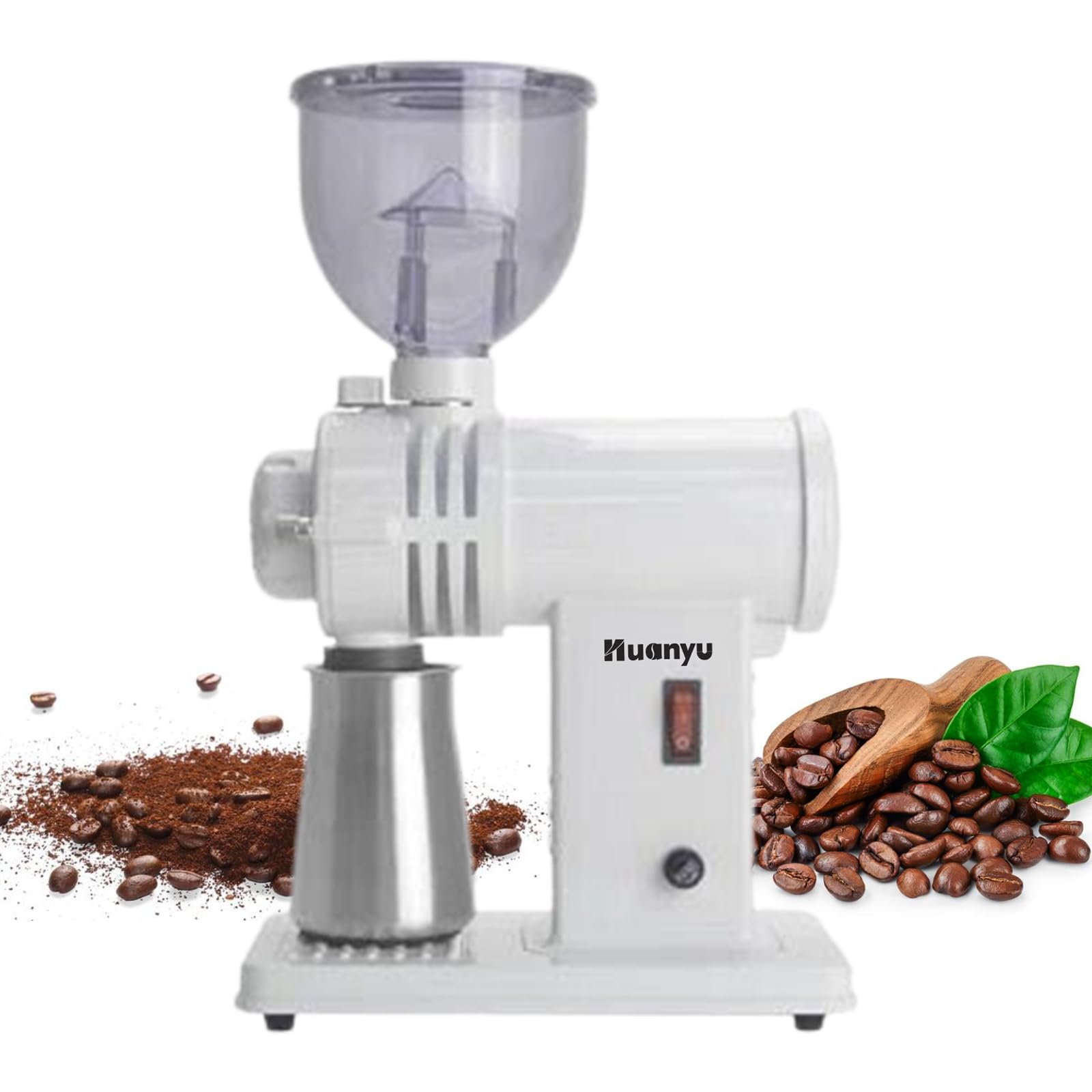 Premium Electric Coffee Grinder with Titanium Ghost Teeth Burrs - Quiet Home Coffee Bean Grinder with Light-Shielding Hopper for Espresso, French Press & Pour Over Coffee - Perfect for Kitchen, Office & Camping Use