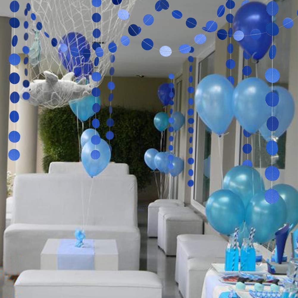 Navy Blue Polka Dot Garland - Wedding Party Decorations, Winter Wonderland Hanging Streamers, Circle Dot Backdrop Banner for Birthday, Baby Shower & Bachelorette - Perfect for Indoor/Outdoor Events, Photo Booths & Holiday Celebrations