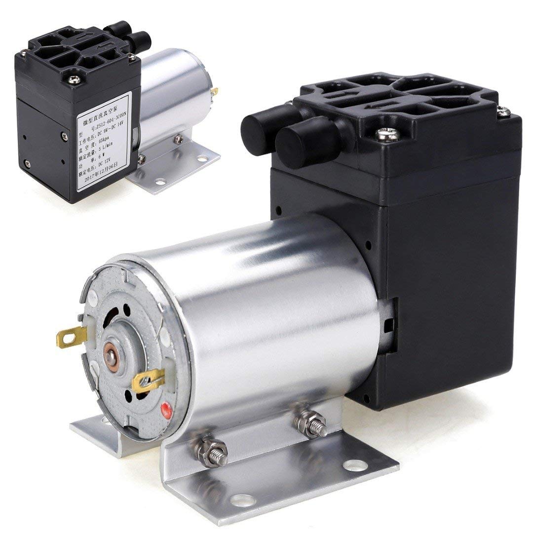 12V DC Electric Vacuum Pump - 5L/Min Air Flow, Compact Air Compressor for Automotive, HVAC & DIY Projects | Ideal for Brake Bleeding, AC Repair & Scientific Labs