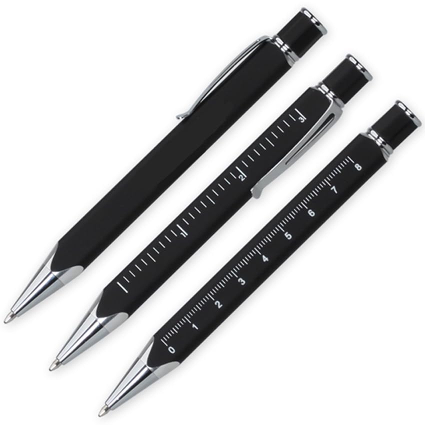 Black Triangle Ruler Pen - 3-Sided Design with Centimeter & Inch Measurements, Twist Action Black Ink (3 Pack) - Perfect for Drafting, Architecture, Engineering & School Projects