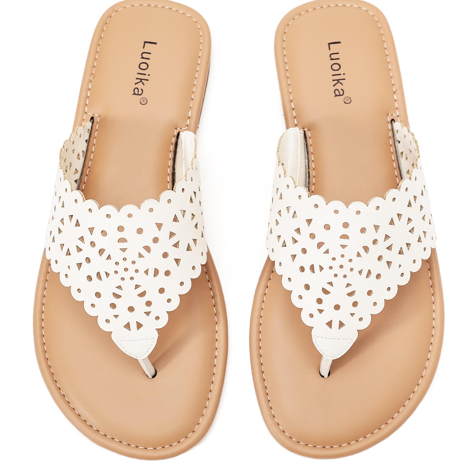 Luoika Women's Wide Width Flat Slides Sandals | Rhinestone Flip Flop Thong Sandals | Comfortable Summer Beach Shoes for Women | Perfect for Poolside, Vacation & Casual Outings