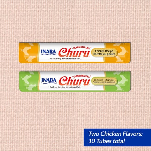 Inaba Churu Chicken Recipe Creamy Purée Cat Treat Variety Pack - Grain-Free, Tasty Cat Snacks for Adult & Senior Cats - Perfect for Training, Bonding, and Daily Rewards
