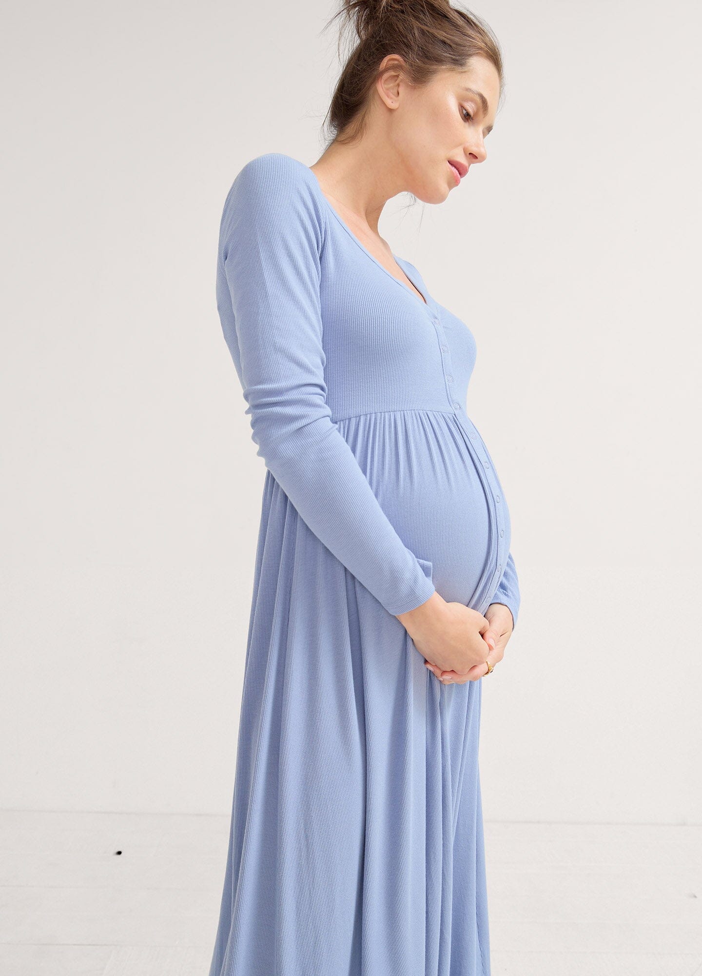Ultra Soft Rib Nursing Dress for Breastfeeding Moms - Comfortable Maternity Wear for Nursing, Lounging & Everyday Use