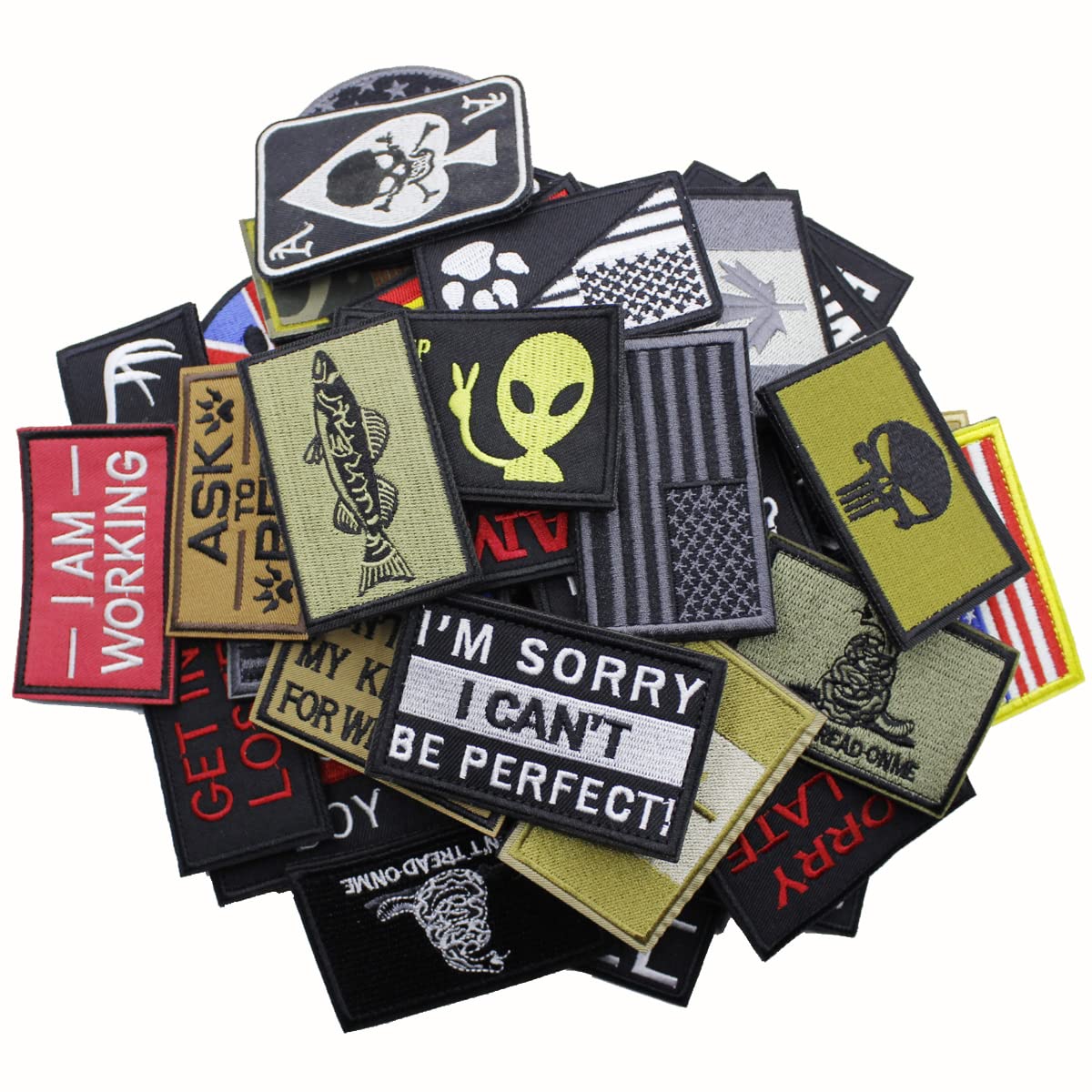 U-Sky 20-Piece Random Tactical Morale Patch Set - Hook and Loop Backing for Military Gear, Caps & Uniforms - Perfect for Army Cosplay, Airsoft Games & Outdoor Adventures