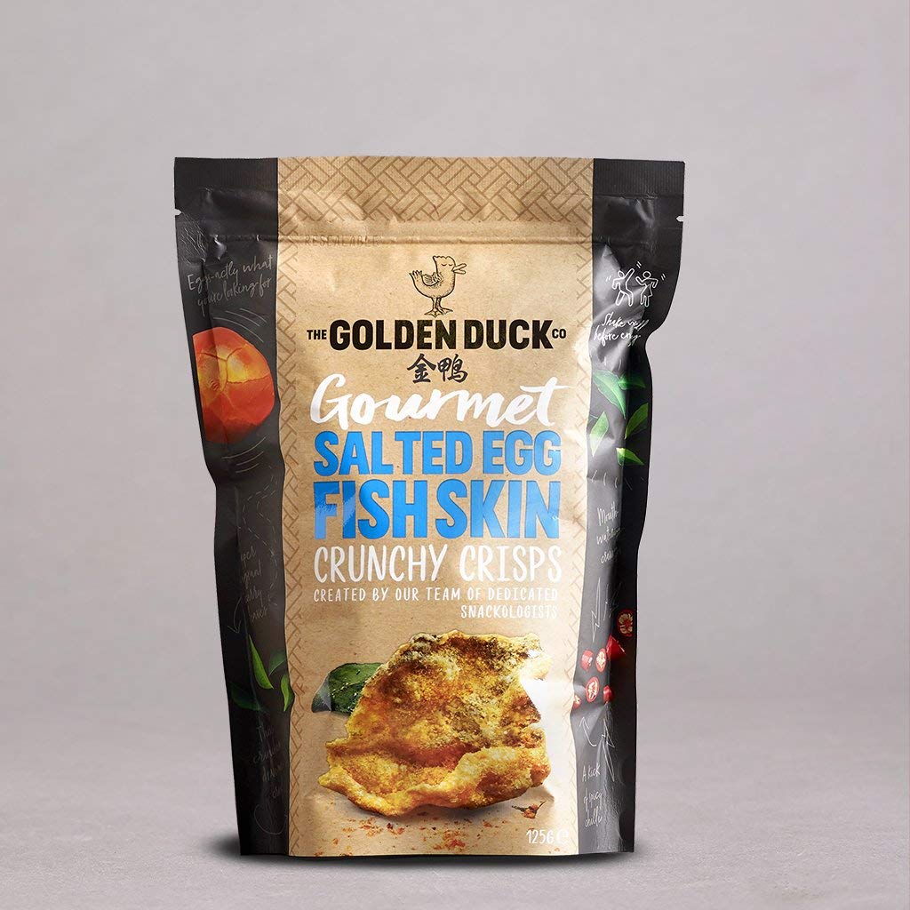 Golden Duck Salted Egg Fish Skin Crisps 125g - Crunchy Snack, Potato Ridges & Tempura - Perfect for Parties, Movie Nights & Gifts