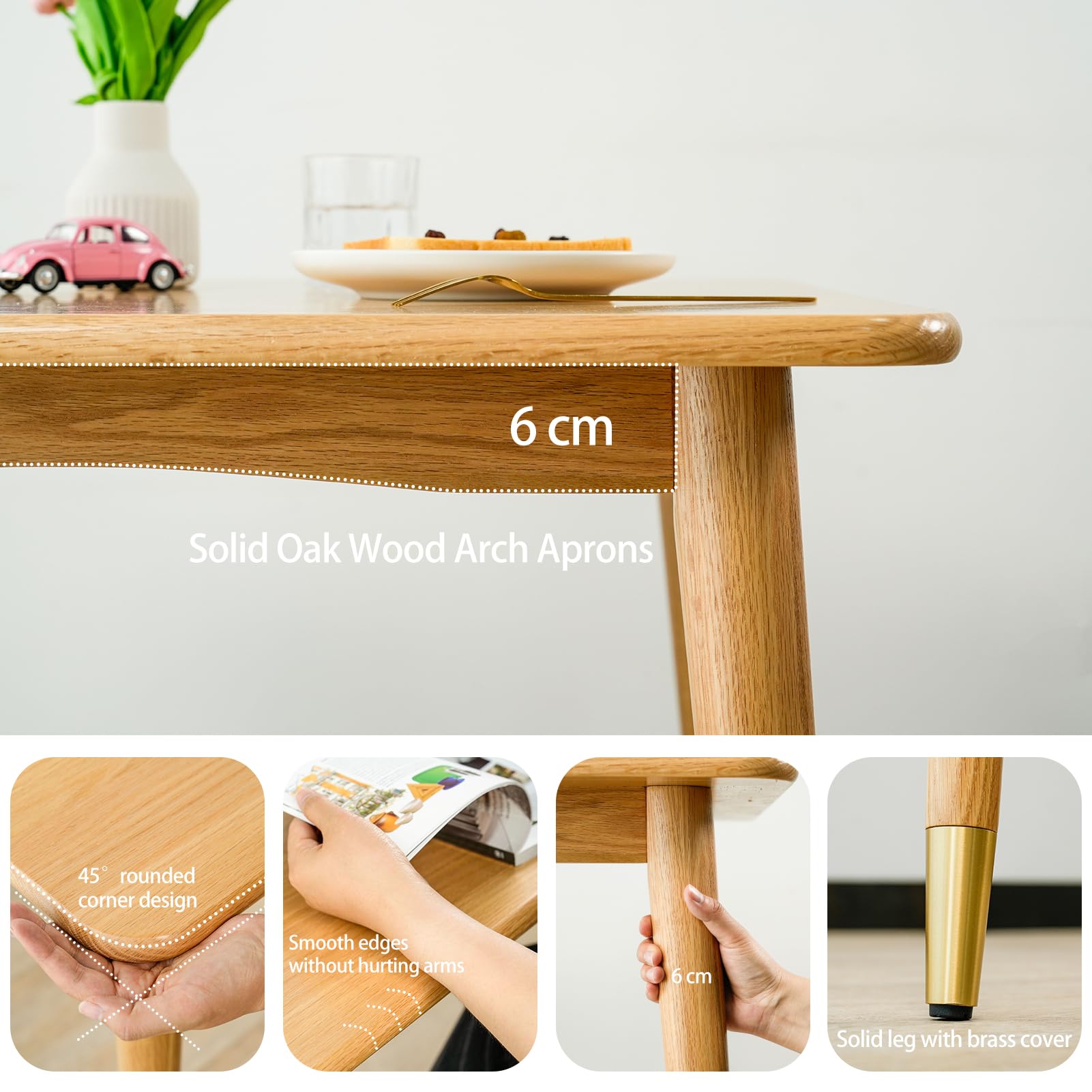 Mid-Century Modern Solid Wood Dining Table for 2 - Small Square Kitchen Table (31.5