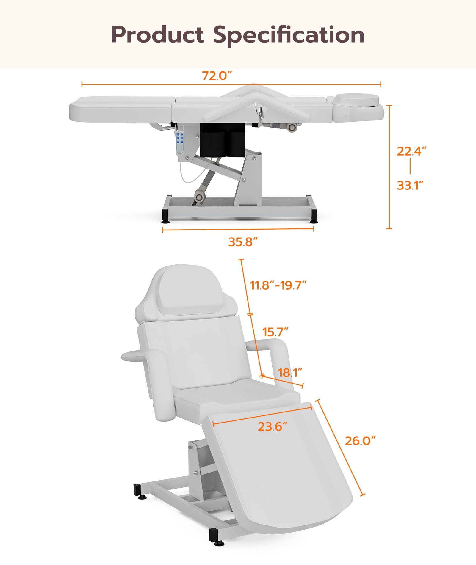 Professional Electric Tattoo Chair with 3-Motor Adjustable Facial Bed - Remote Control Beauty Spa Massage Table for Lash Extensions & Esthetician Services | Perfect for Salon, Clinic & Tattoo Studio Treatments