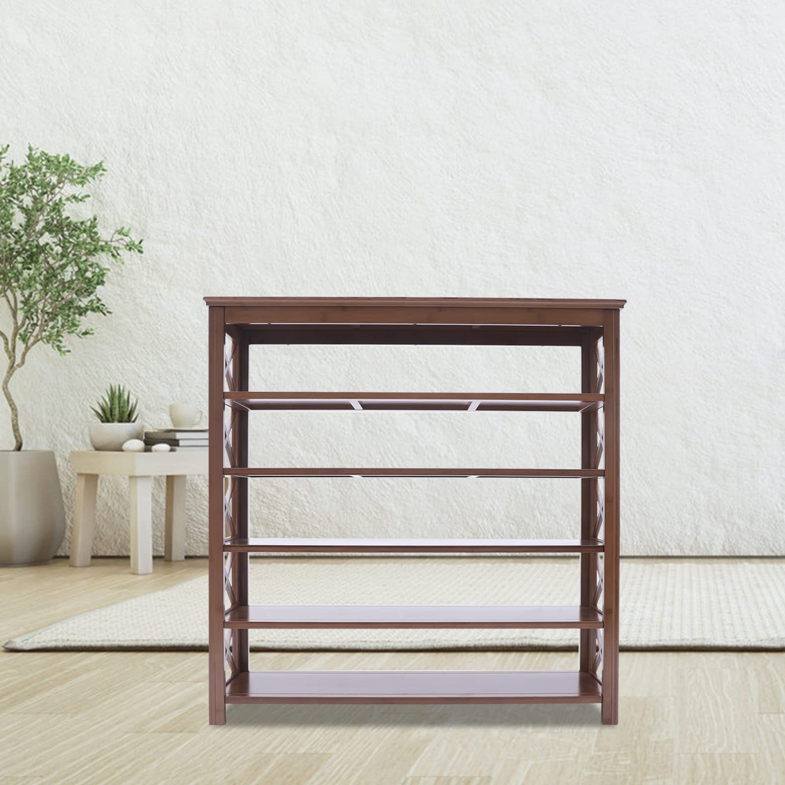 6-Tier Bamboo Shoe Rack & Entryway Shelf Organizer - Free Standing Shoe Storage for Hallway, Living Room, Bedroom - Perfect for Small Spaces & Closet Organization