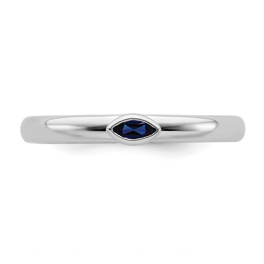Black Marquise Lab Sapphire Sterling Silver Ring for Stacking & Gifting