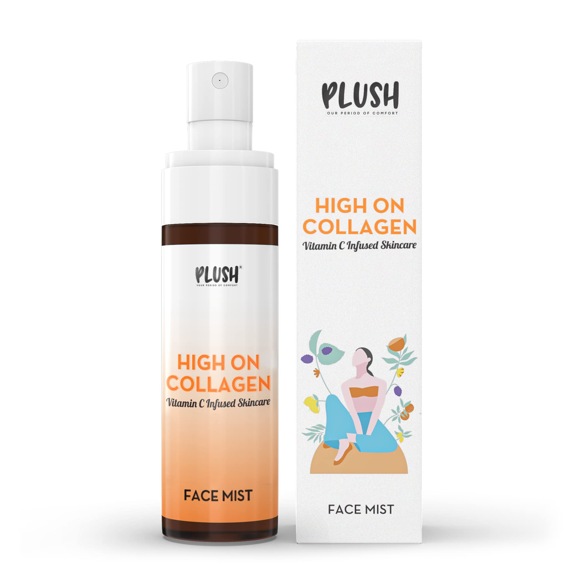 Plush High on Collagen Face Mist with Niacinamide & Aloe Vera Extract | Vitamin C Infused Skincare for Pigmentation, Dark Spots & Anti-Aging | Hydrating Facial Spray for All Skin Types | 100ml | Perfect for Daily Skincare Routine & On-The-Go Refreshment