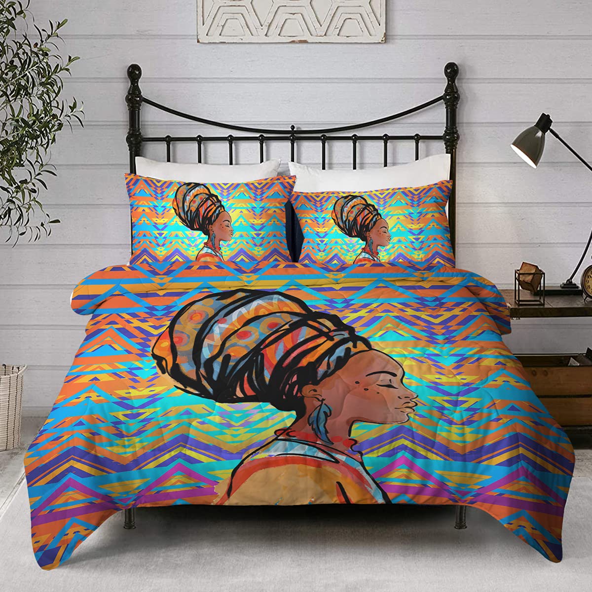 Tribal Print Comforter Set Twin Size - 3 Piece Bedding Set with 1 Comforter & 2 Pillow Shams - Boho Chic Bedroom Decor for Teens & Adults - Perfect for Dorm Rooms, Guest Bedrooms & Cozy Home Styling