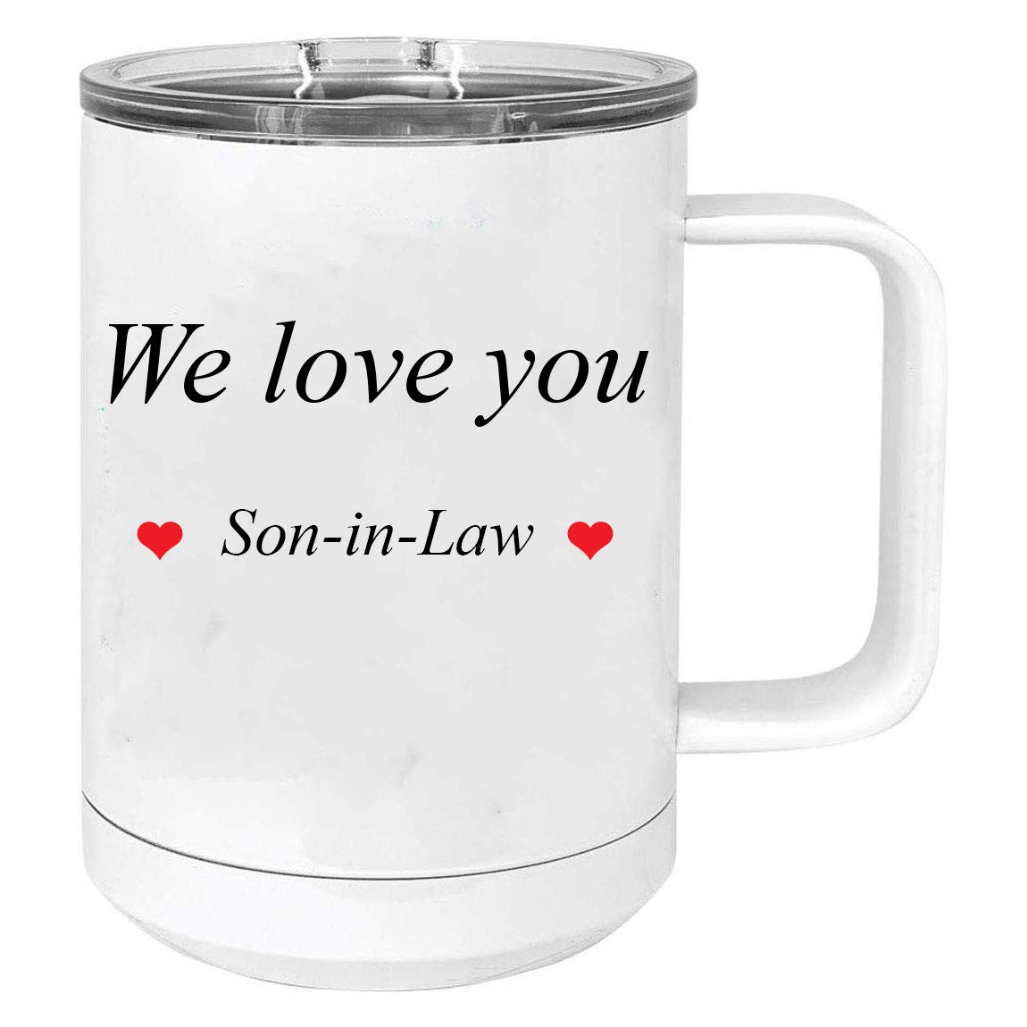 Stainless Steel Vacuum Insulated 15 Oz Travel Coffee Mug with Slider Lid - White | Gift for Son-in-Law | Perfect for Commuting, Camping & Office Use