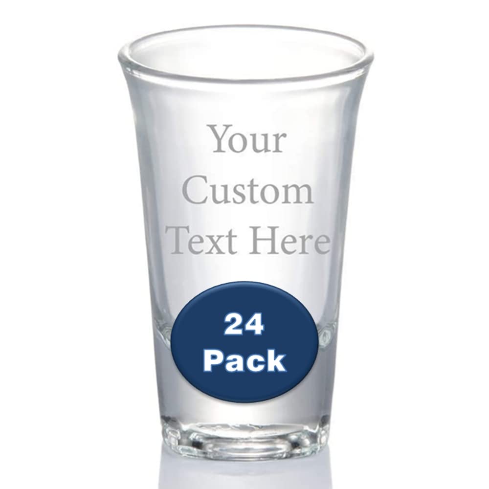 Personalized Engraved Shot Glass Set - 28 Custom Fonts for Tequila, Vodka & Dessert | 24-Pack Fluted Design for Parties, Weddings & Birthday Gifts (Great for Bars, Home Entertaining & Special Occasions)