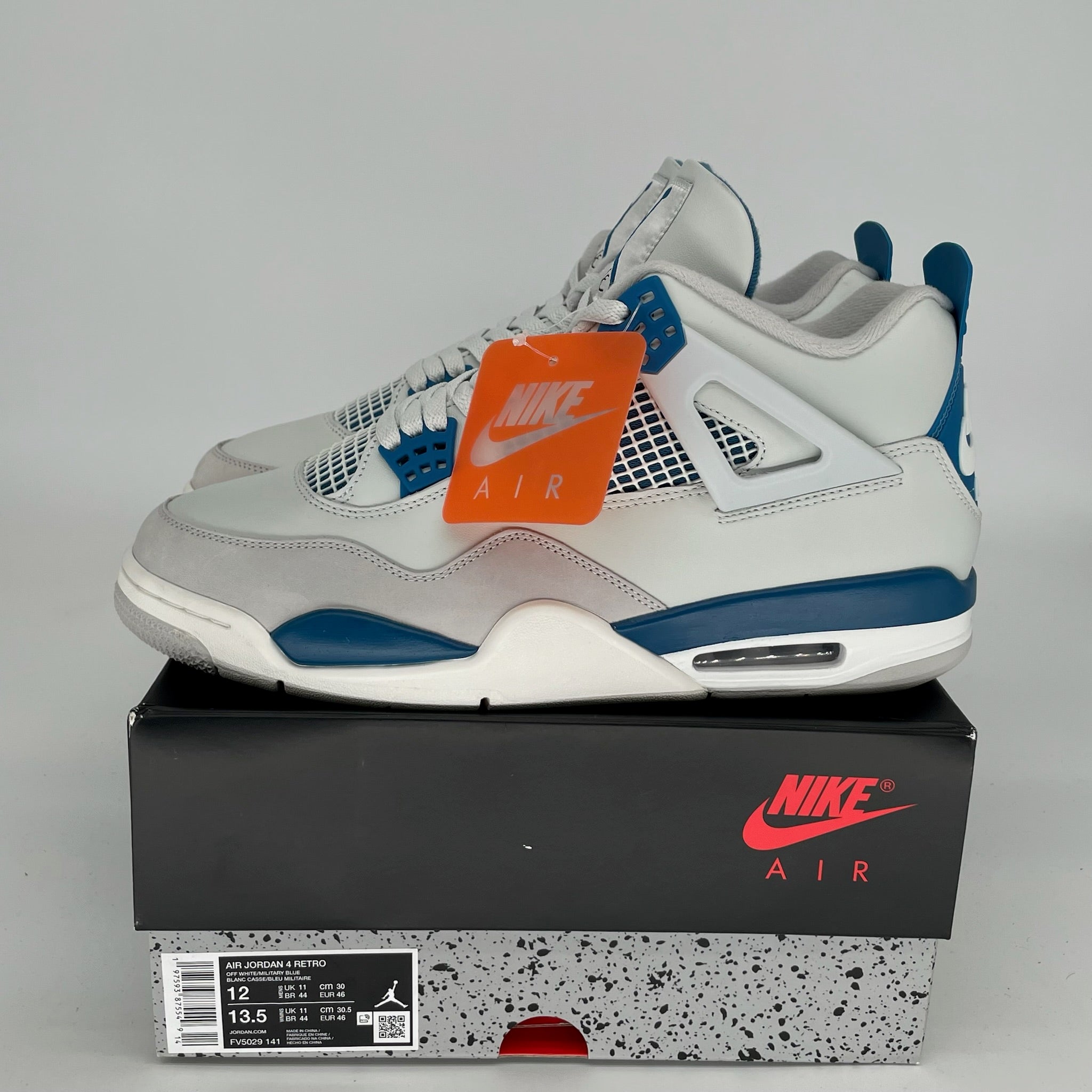 Air Jordan 4 Retro Military Blue Men's Basketball Shoes Size 12 - FV5029-141 | Authentic Sneakers for Sports, Casual Wear & Sneaker Collection