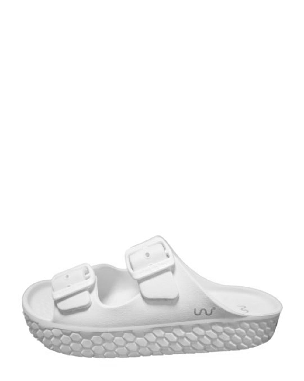 Doubleu Sakura White Platform Slide Sandals - Women's Comfortable Summer Beach Slides with Floral Design for Outdoor, Poolside, and Casual Wear