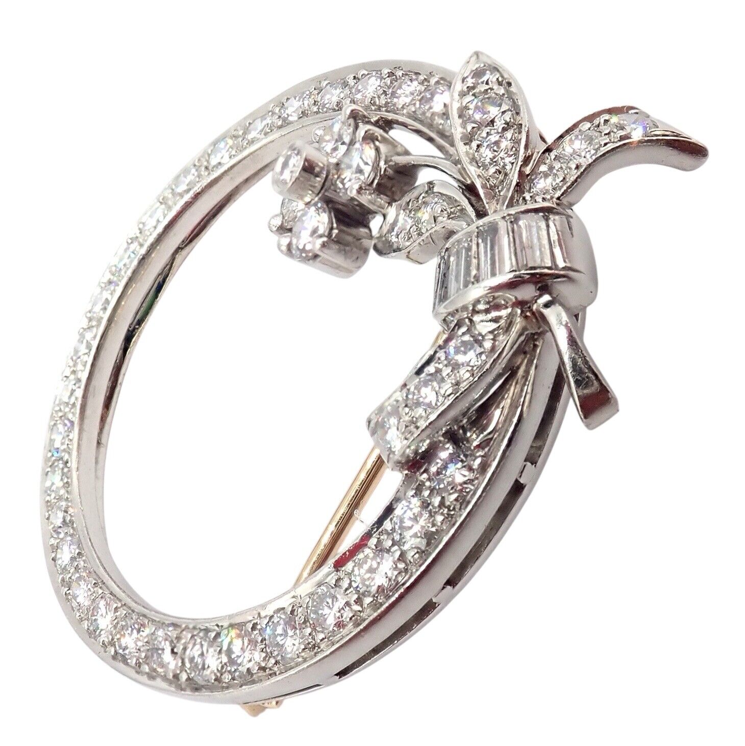 Authentic Tiffany & Co. Vintage 1920's Platinum Circle Pin Brooch with 2.1ct Diamonds - Elegant Antique Jewelry for Collectors & Special Occasions