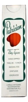 D'light Online Patrician 10 Inch Hand-Dipped Skinny Taper Candles - Set of 12 Orange Beeswax Candles for Romantic Dinners, Weddings & Home Decor