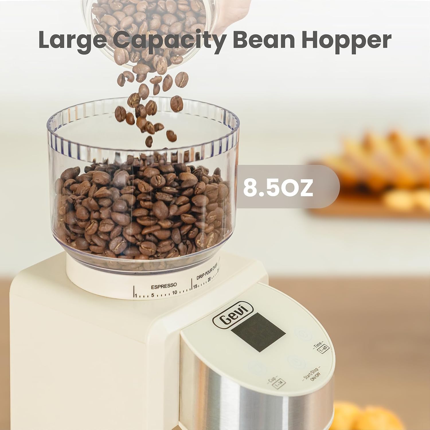 Gevi Electric Conical Burr Coffee Grinder - Adjustable Burr Mill with 35 Precise Grind Settings, Anti-Static Design for Espresso, Drip, French Press, Turkish & American Coffee - Perfect for Home, Office & Coffee Shops