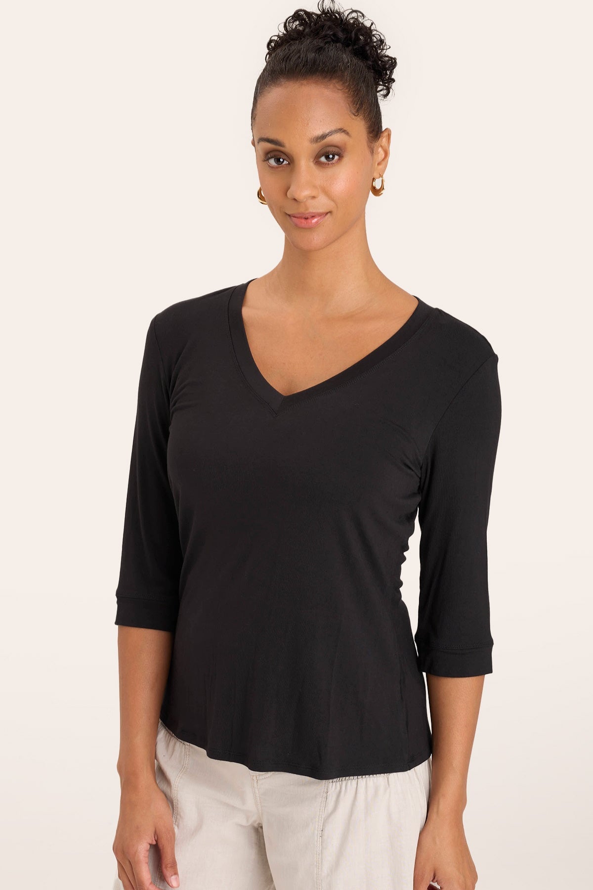 Principle Top Black - Women's Fashion Basic Black T-Shirt for Casual Wear, Layering & Everyday Outfits