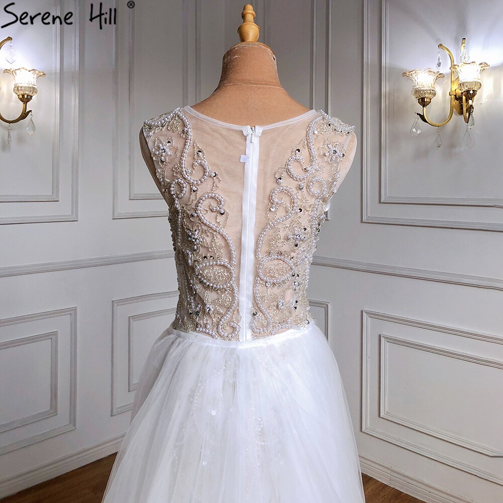 Serene Hill Luxury Ivory Mermaid Evening Gown with Beading and Train - Elegant Formal Dress for Prom, Wedding & Black Tie Events 2025 Collection LA71109