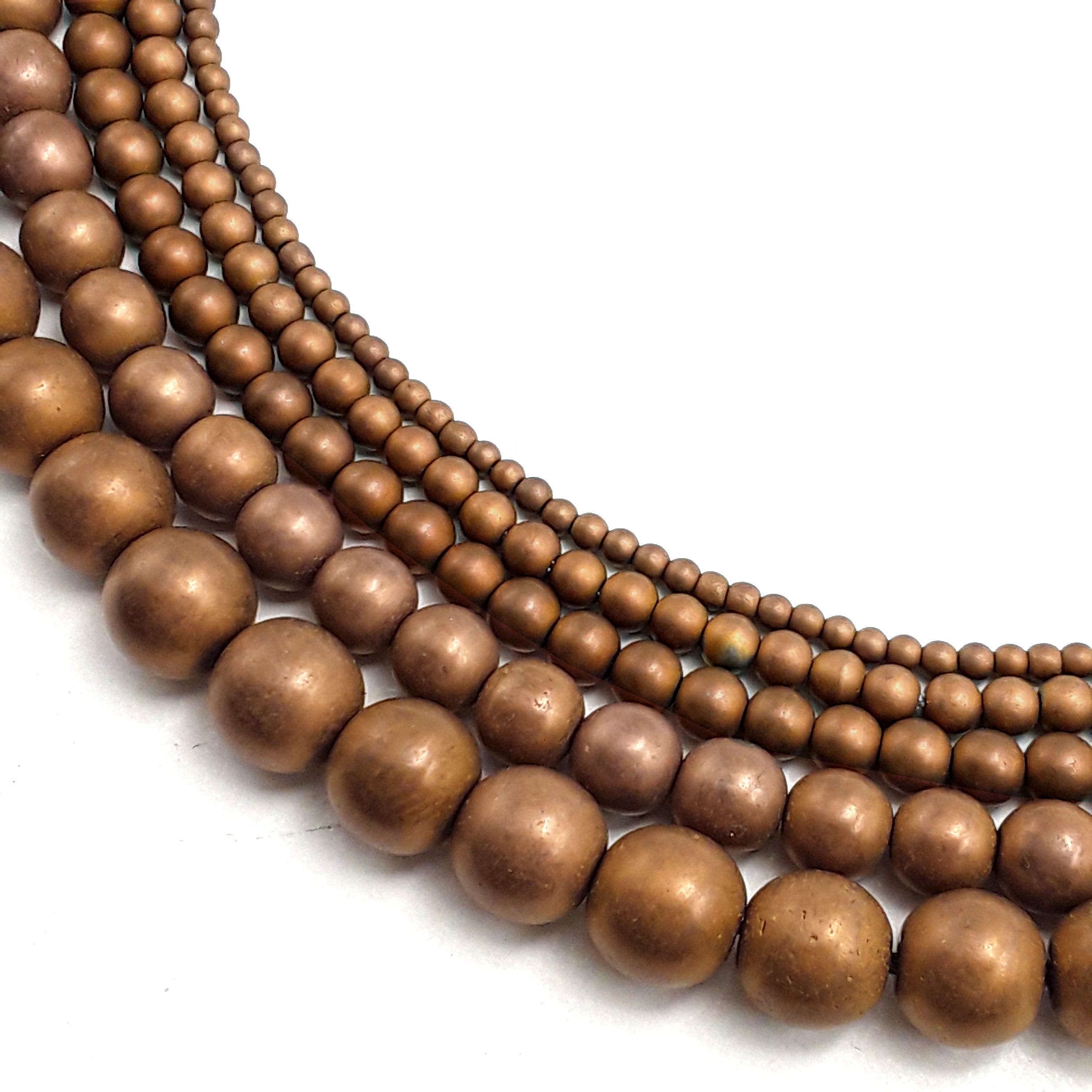 Premium Copper Hematite Matte Round Beads - 2mm to 15.5mm Sizes (15.5 Inch Strand) for Jewelry Making, DIY Crafts, Bracelets & Necklaces - Bulk Beading Supplies for Handmade Accessories