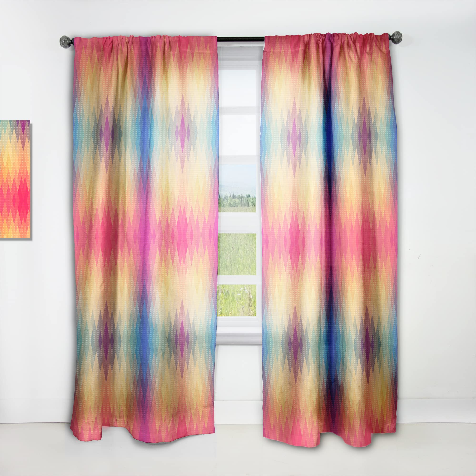 DesignQ Geometric Pattern Blackout Curtains - Thermal Insulated Single Panel 52x120 Inches for Bedroom & Living Room - Modern Home Decor for Temperature Control & Light Blocking