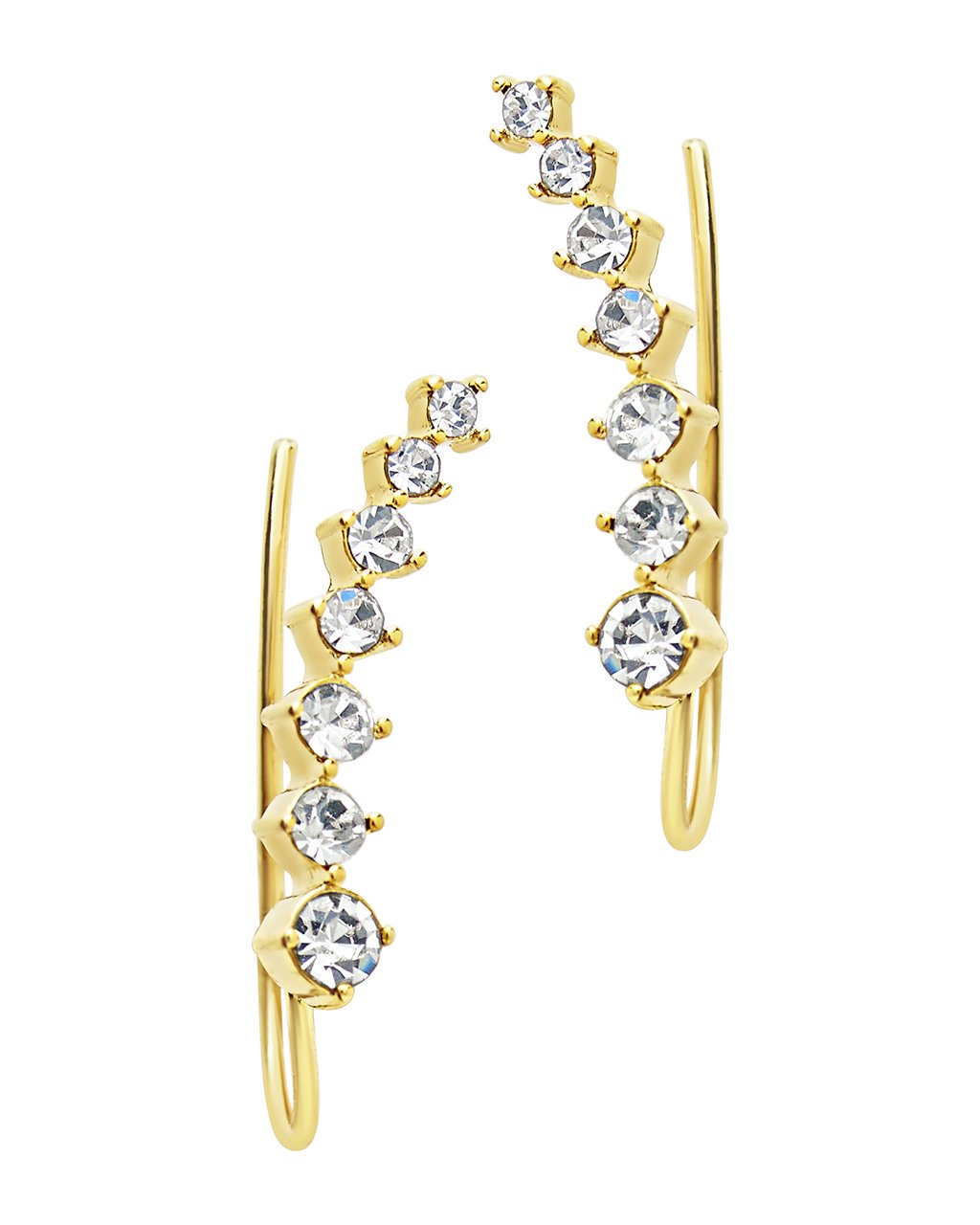 Graduated CZ Crawler Earrings - Elegant Cubic Zirconia Hoop Earrings for Women, Perfect for Parties, Weddings & Everyday Wear